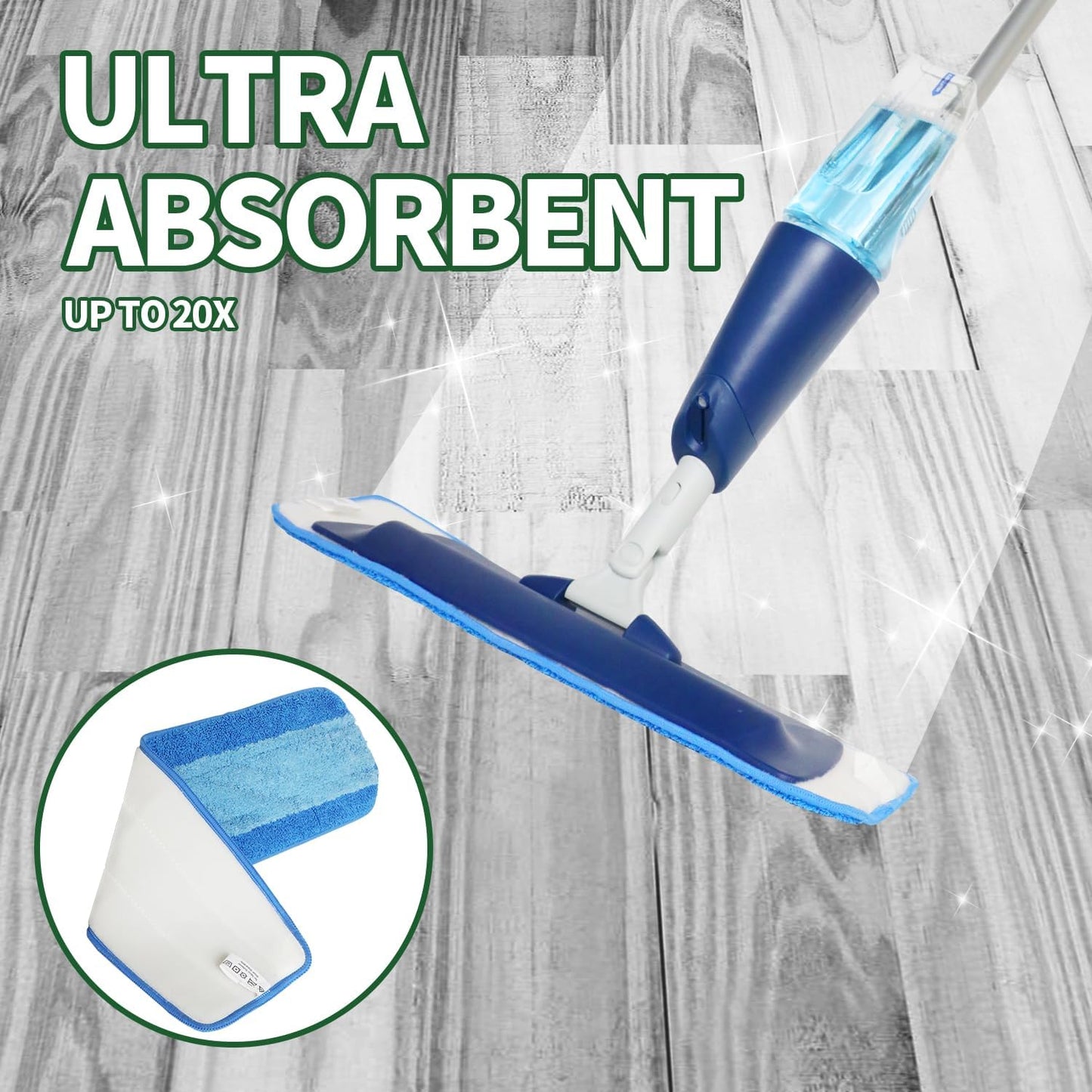 3 Pack Microfiber Cleaning Pads for Bona Mop, Reusable Microfiber Mop Pads for 18 Inch Mop, Hardwood & Hard Surface Floors Replacement Cleaning Mop Pads, Machine Washes