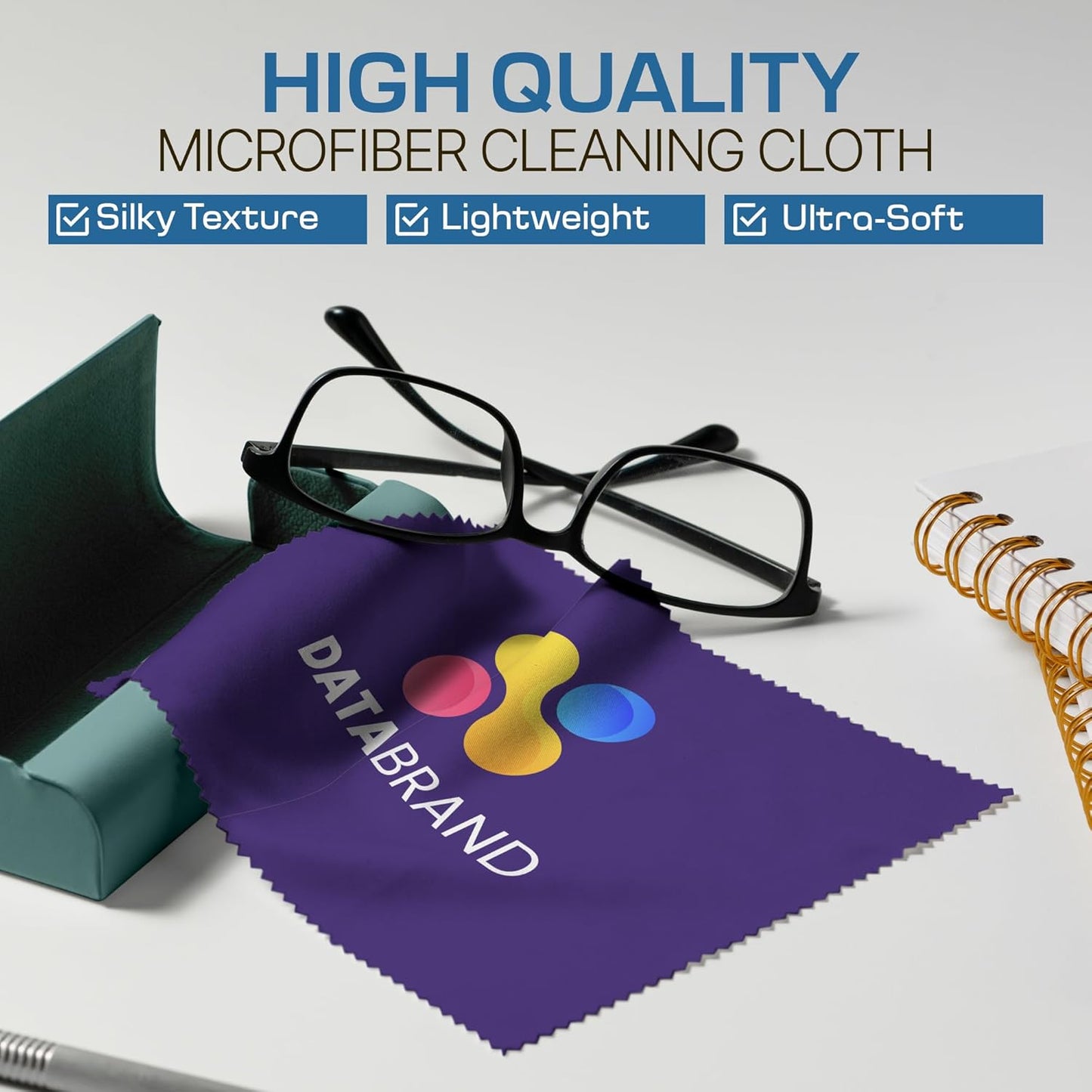 Ships Next Day, Made in USA - Customizable Microfiber Cleaning Cloth - Perfect Eyeglass Cleaner Promotional Gift - Premium Microfiber Lens Wipes - Logo or Image Printed (250 Pack) Single Sided