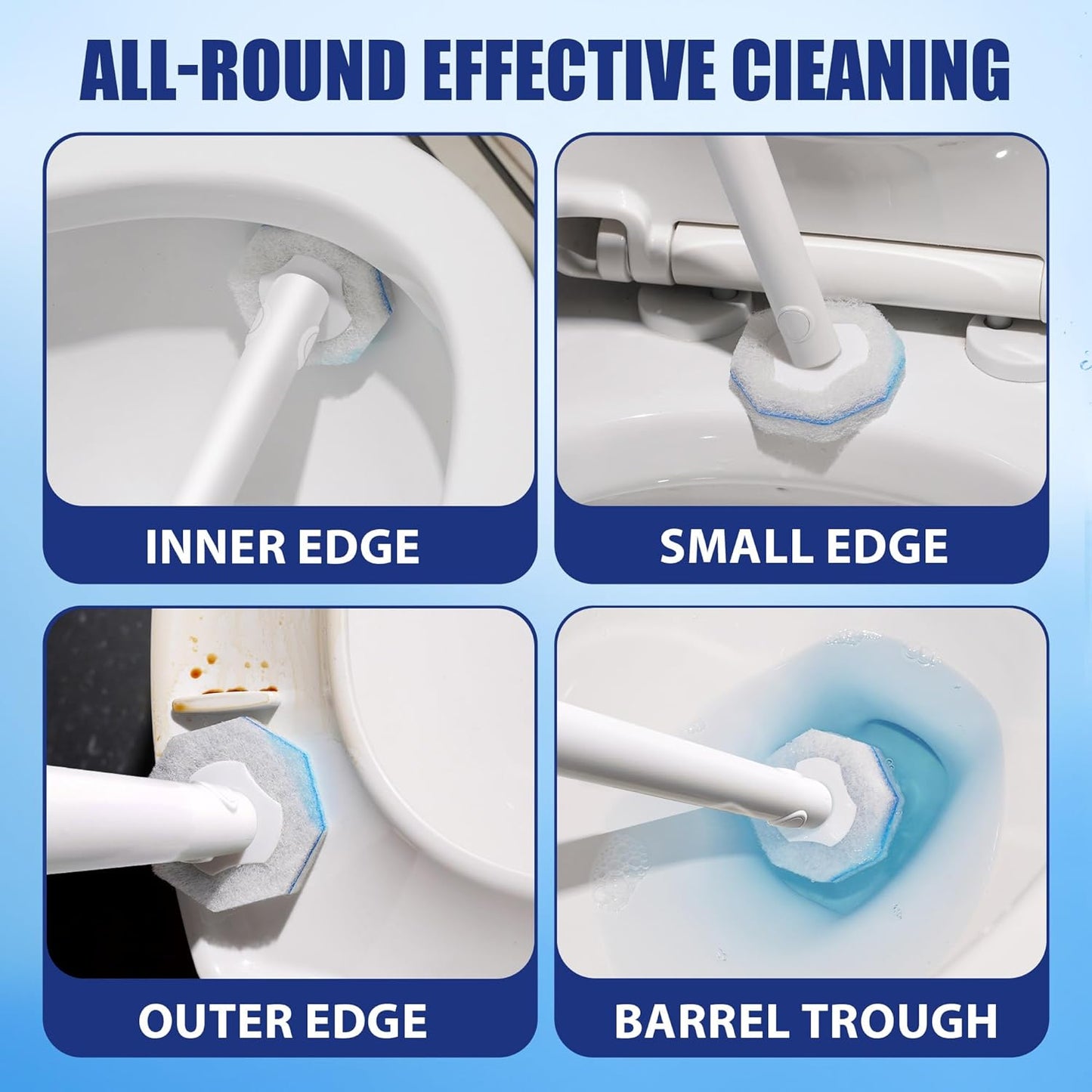 100 Count Disposable Toilet Bowl Wand Refills Prefilled with 2X Cleaning Solution, Compatible with Most Toilet Brush Handles, Not Fall Apart, Fresh Scent,