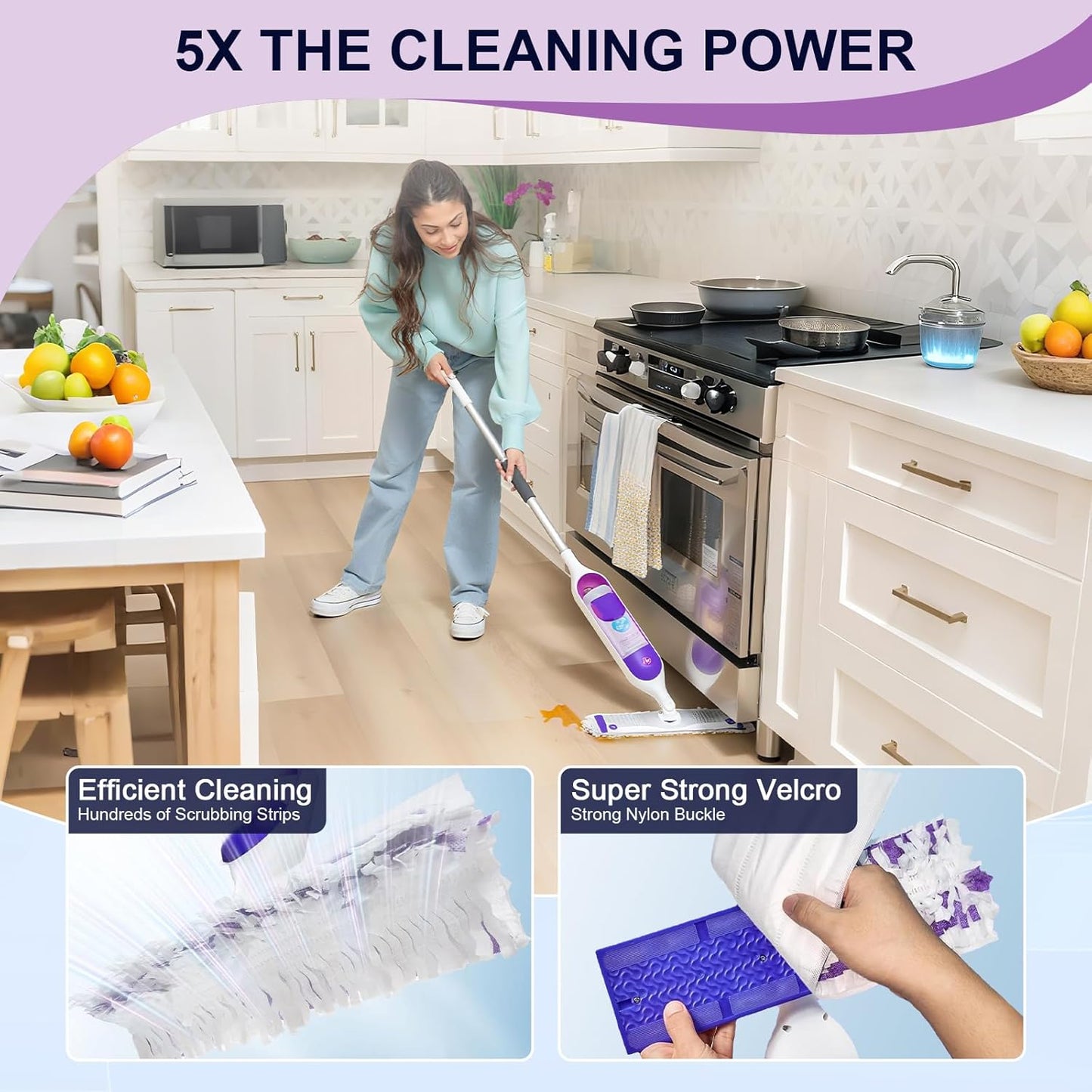 42 Pcs 5X Cleaning Power Mop Refills for Swiffer Power Mop, Unscented 14-Layer Thickened Disposable Mopping Pad Refills, for All Finished Floors