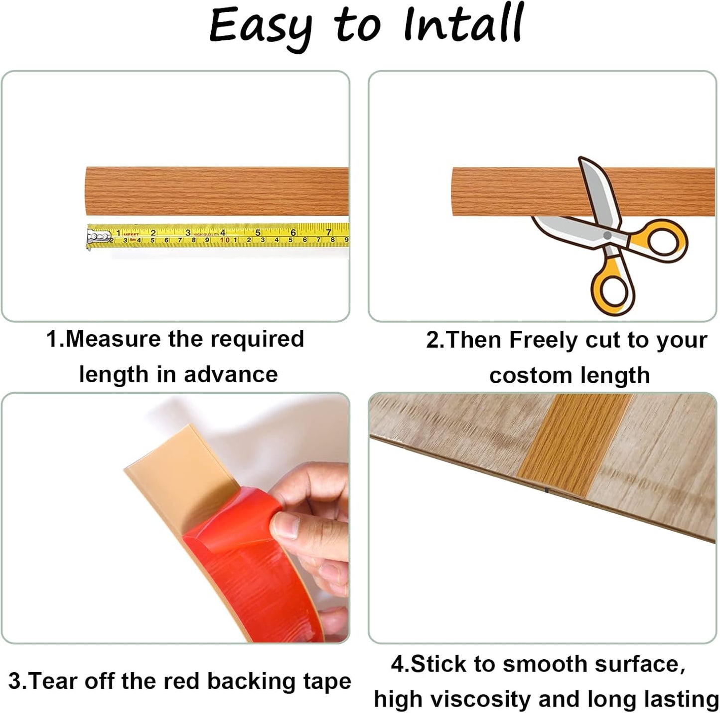 Floor/Door Flat Transition Strip & Self Adhesive Floor Vinyl Floor Edge Trim Laminate Floor Gap Covering Joining Strip