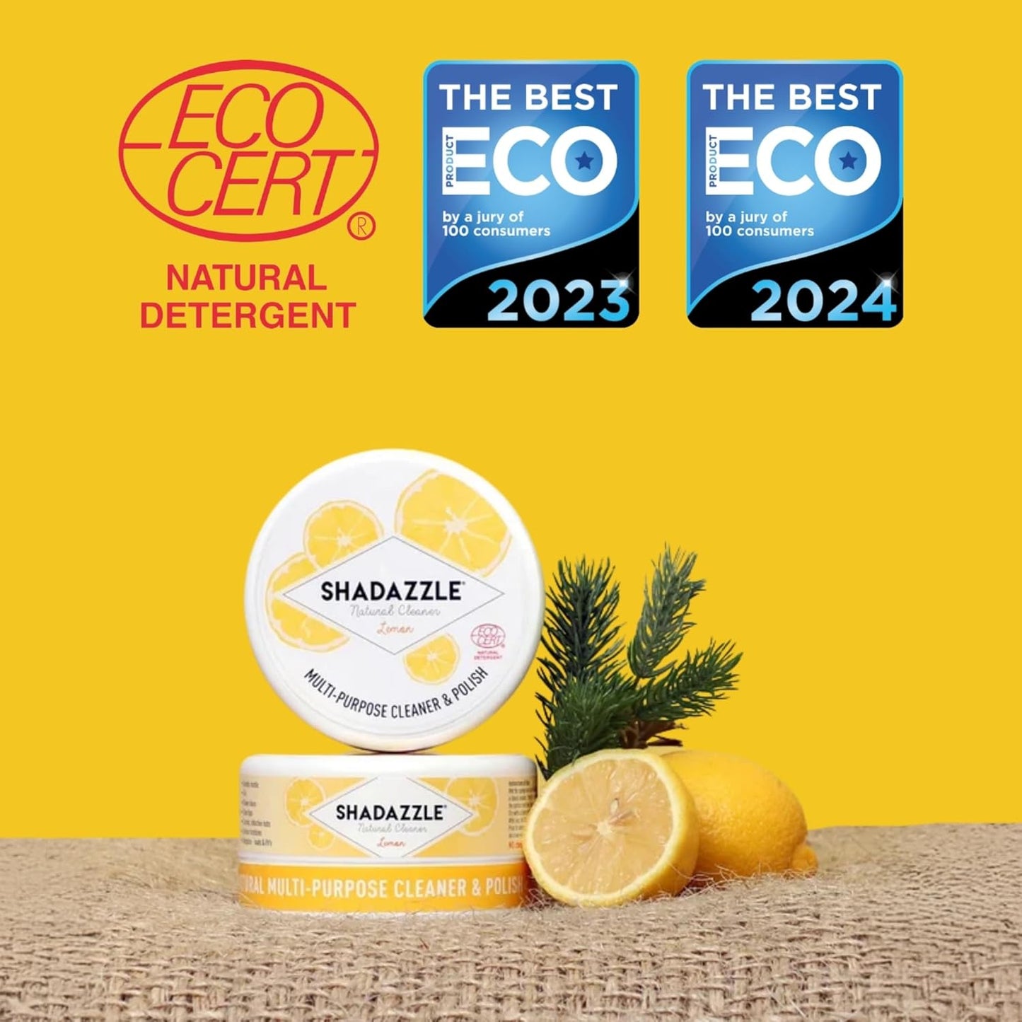 Shadazzle Natural All Purpose Cleaner and Polish – Eco friendly Multi-purpose Cleaning Product (2 Packs, Lemon)
