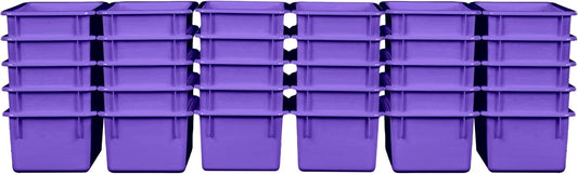 Wood Designs Cubby Storage Bin, Heavy Duty Plastic Containers for Kids Purple Cubby Tray Set of 30