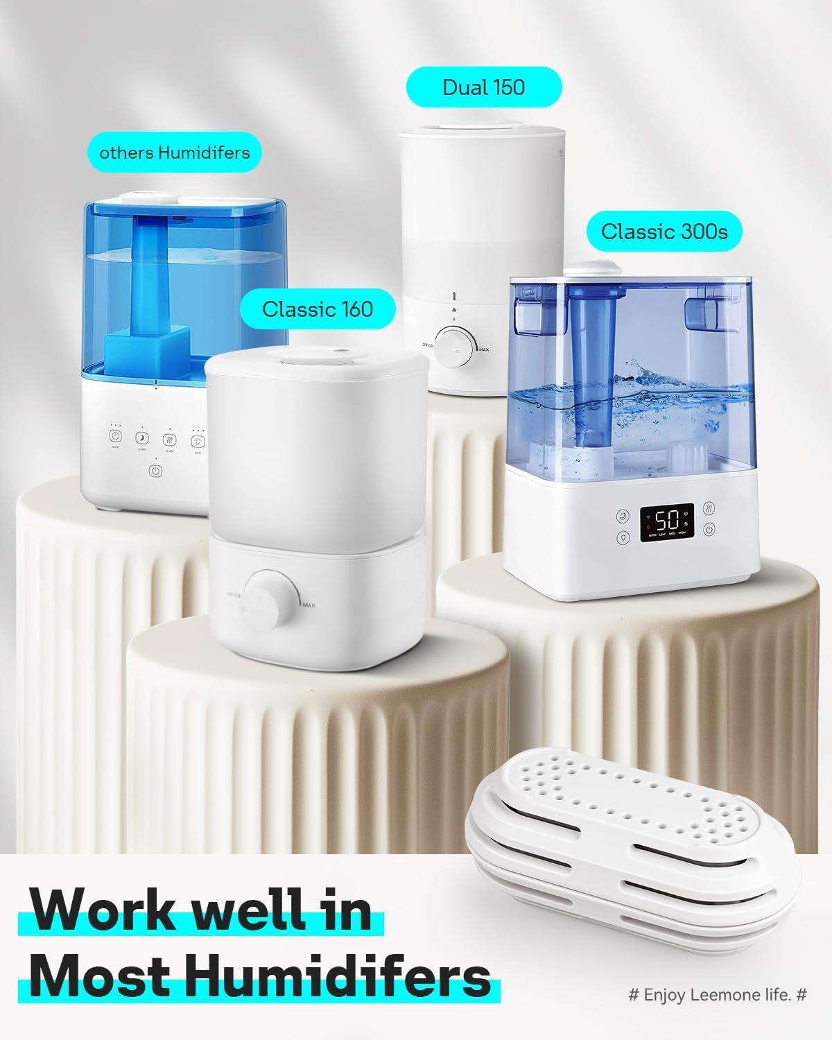 Leemone 4 Pack Humidifier Water Softener Cleaning Demineralization Cartridge Compatible with All LEVOIT Top Fill Humidifiers, Calcium and Magnesium Ion Softening