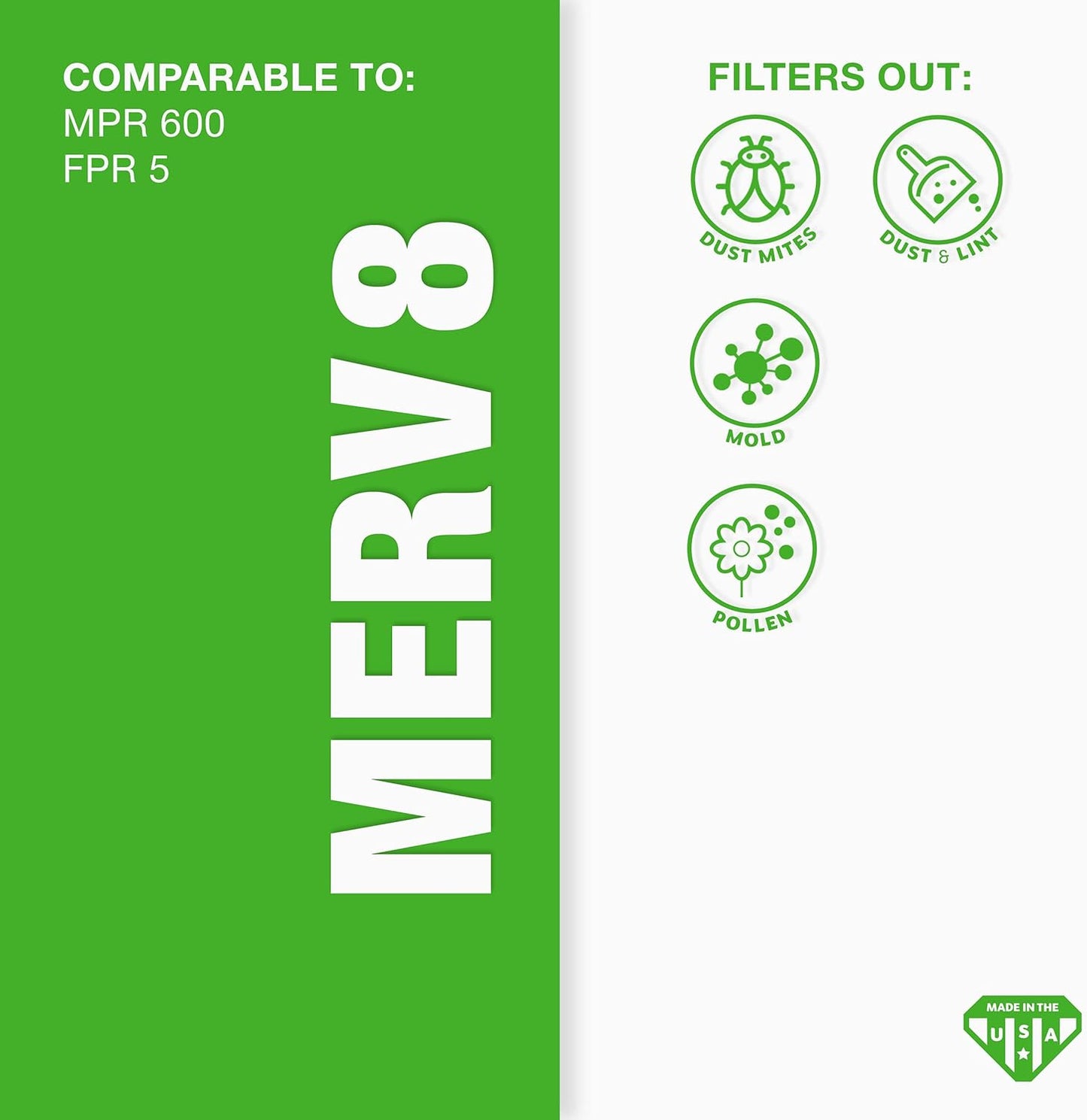 Aerostar 16x21x1 MERV 8-6 Count - High Efficiency Pleated HVAC, Furnace & Air Conditioner Filters - Removes Dust, Lint, Mold & Allergy-Causing Pollen