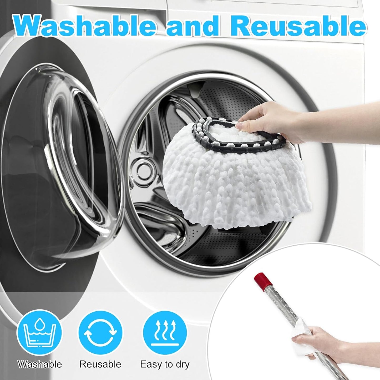 Mop Replace Head for O Cedar, Mop Handle for Ocedar, Mops Heads Replacements for Ocedar Countains Mop Handles Mop Replace Heads for O Cedar 1 Tank Spin Mops