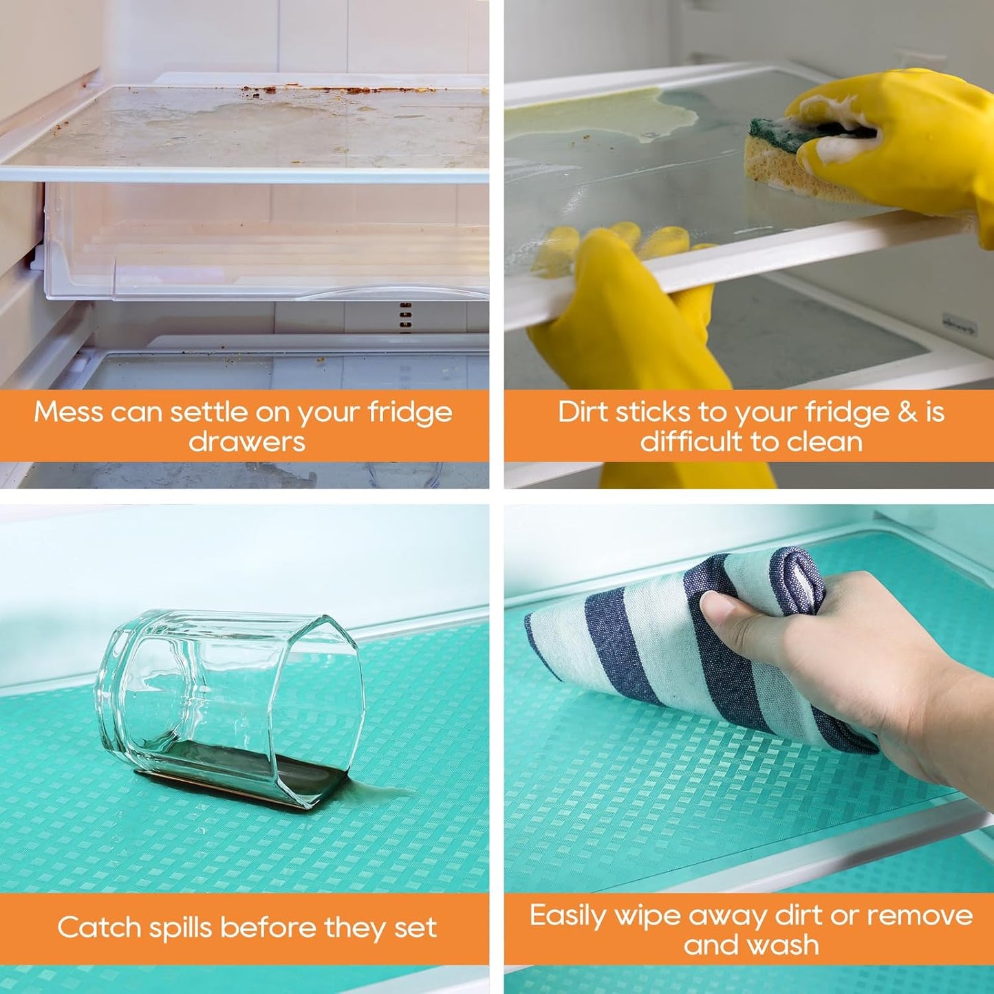 Blue Shelf Liners for Kitchen Cabinets Refrigerator Liners Waterproof & Oil-Proof Kitchen Cupboard Liner Drawer Mats EVA Material Non Adhesive Washable Fridge Liner for Shelves 35.4 x 236.2 Inches