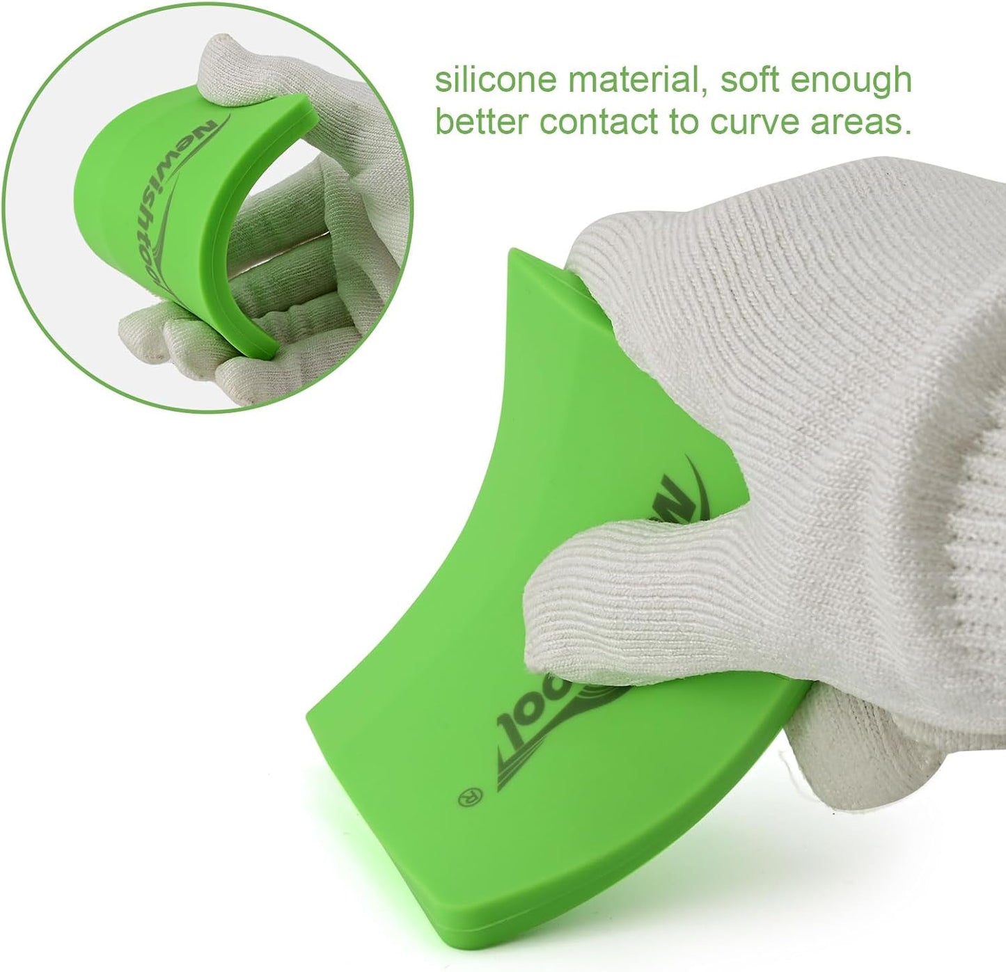 NEWISHTOOL Soft Silicone Squeegee, Small V-Blade Scraper for Window Film Application & Water Removal, 2 PCS PPF Squeegee for Car Paint Protective Film Installation