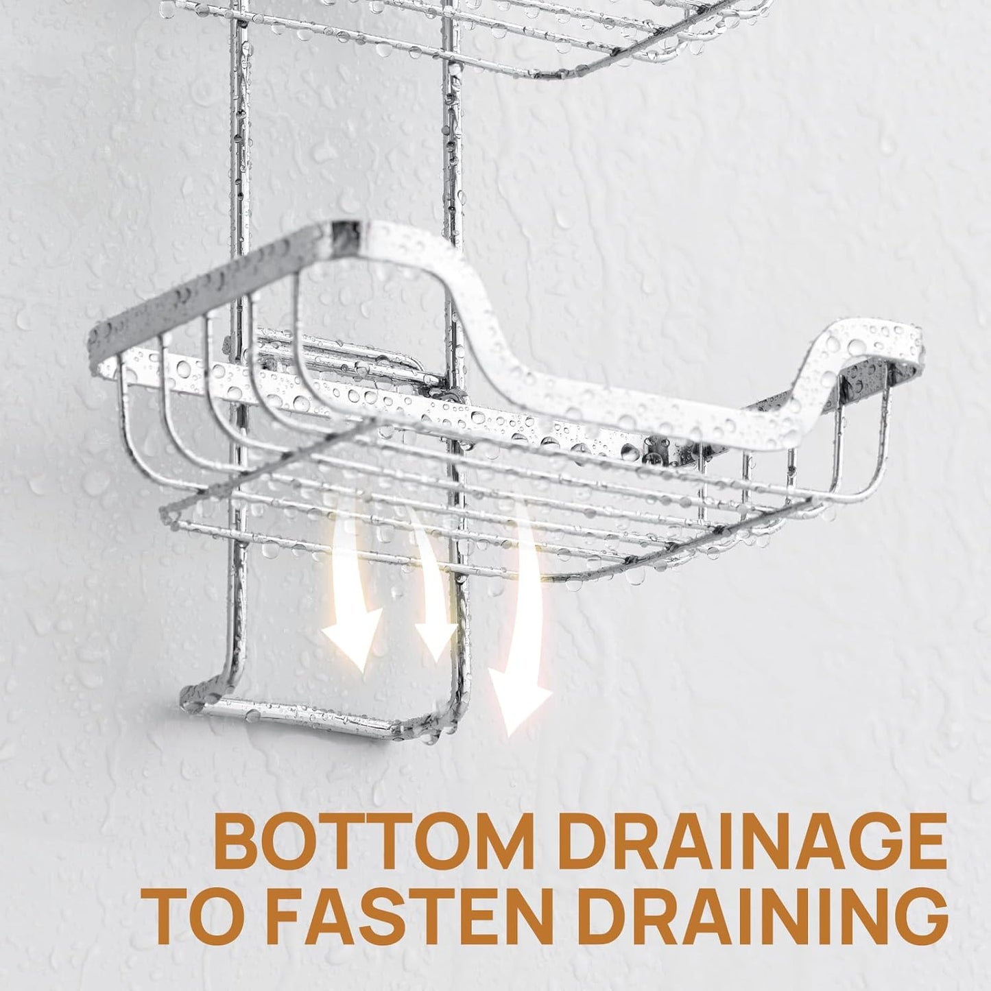 LEVERLOC 2 Tier Soap Holder, Soap Bar Dish for Shower Wall Mounted, Stainless Steel Suction Cup Sponge Holder for Bathroom Bathtub Kitchen Sink, Waterproof, Removable, Keep Dry, Silver