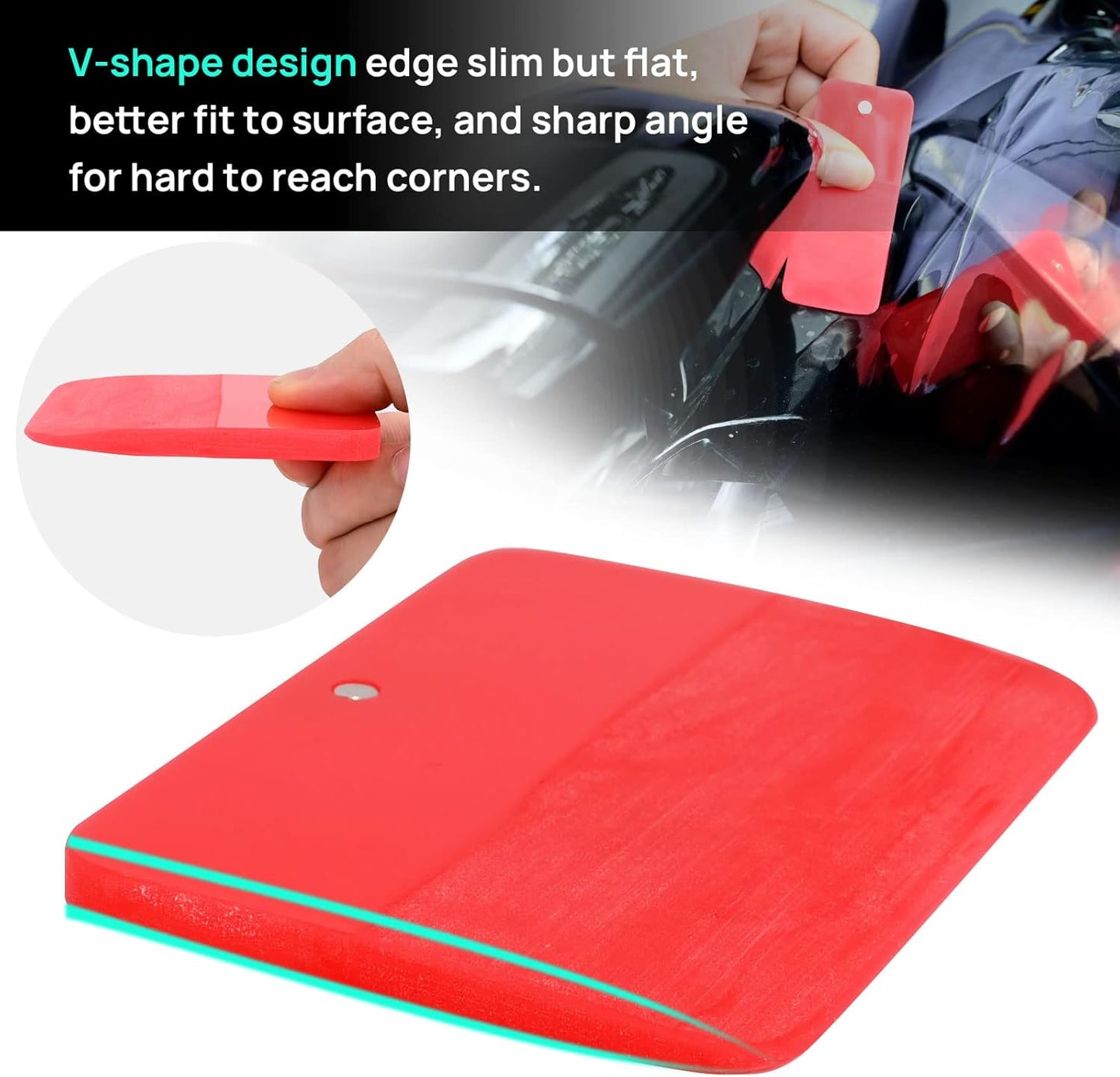 NEWISHTOOL 5 in 1 Magnet PPF Squeegee Kit with Packing Box, Different Sizes 80 Durometer Red TPU Rubber Magnetic Squeegee, Anti-Scratch Design PPF for Car Automotive Glass Window Tinting