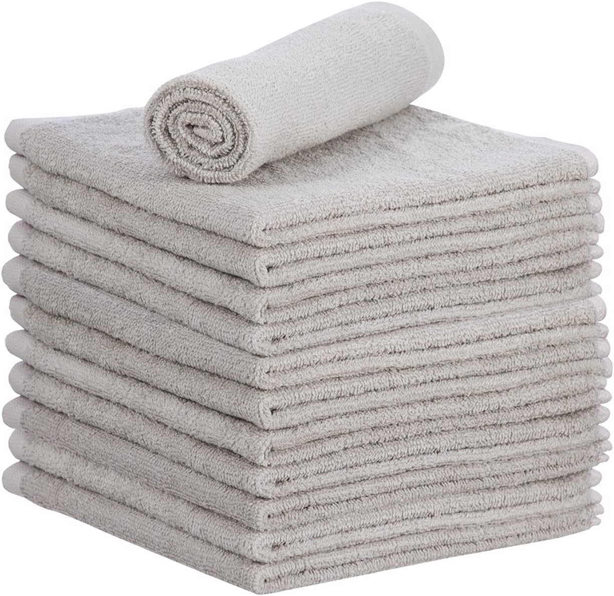Superio Cotton Terry Washcloths Grey Towels 100% Cotton Cleaning Cloth 16" Rags Wash Clothes for Body and Face, Spa Towels, Multi Purpose (12, 16"x16")