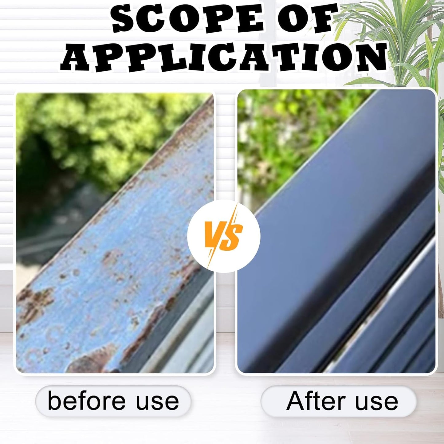 Weatherproof Rust Converter Paint for Metal, Rust Remover for Metal and Primer, Water-Based Industrial Anti-Rust Metallic Paint with Brush, Long-Lasting Rust Prevention & Protection, 10.7 Oz (Black)