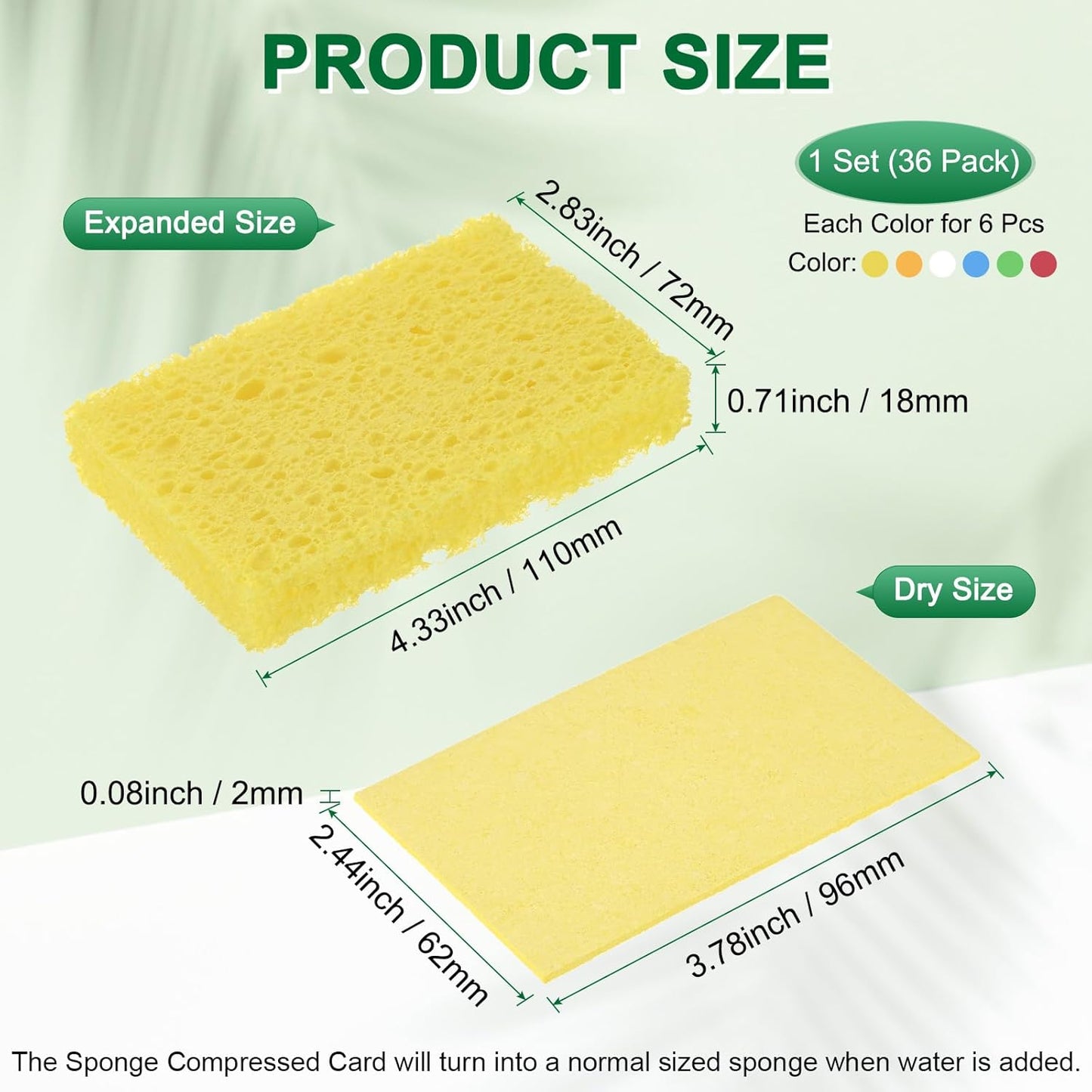 6-Set Kitchen Sponges, Condense Eco Cellulose Non-Scratch Scrub Heavy Sponge for Kitchen/Household/Bathroom, Clean Tough Messes Dish Scrubber [Multicolor]
