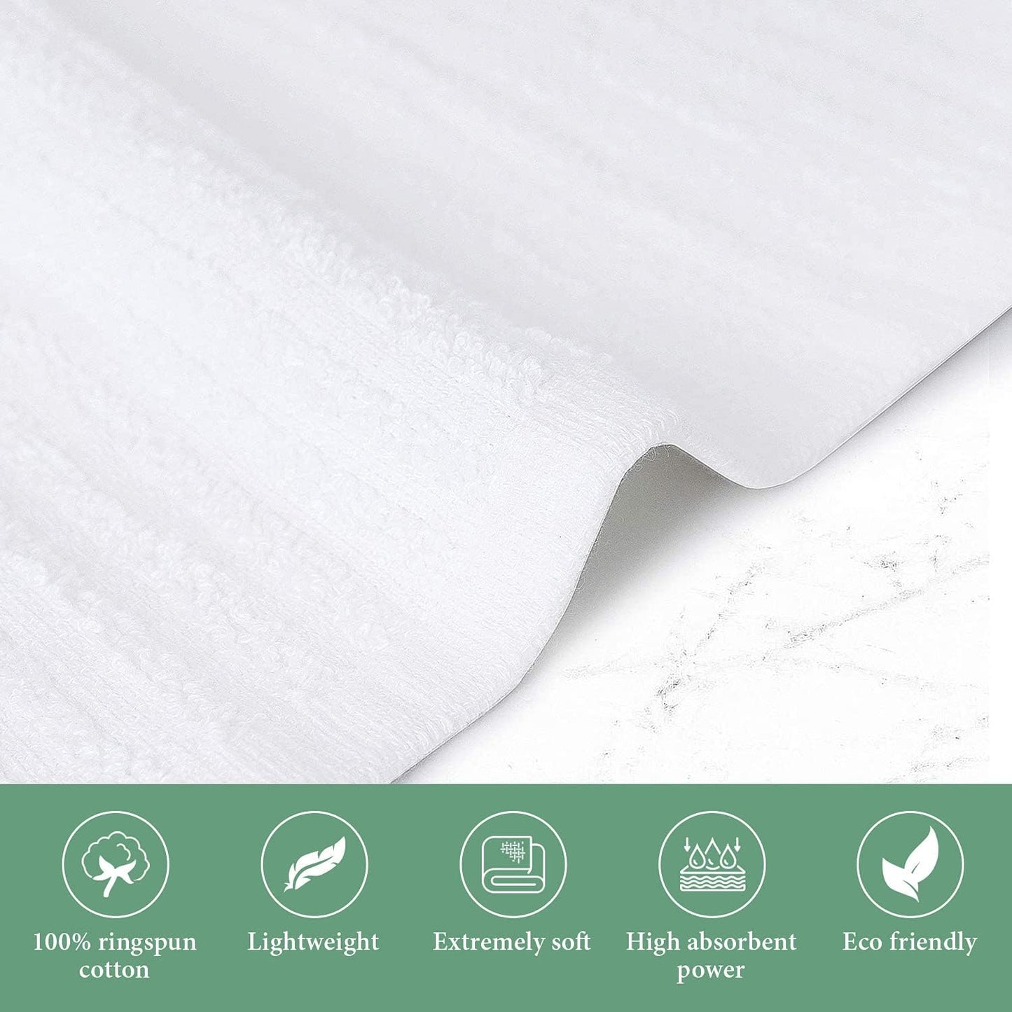 Bar Mop White Ribbed 16x19 Pack of 24, 100% Cotton Absorbent Kitchen Towel Dish Towels and Dishcloths Towels Sets Washcloth Restaurant Cleaning Rags Towel