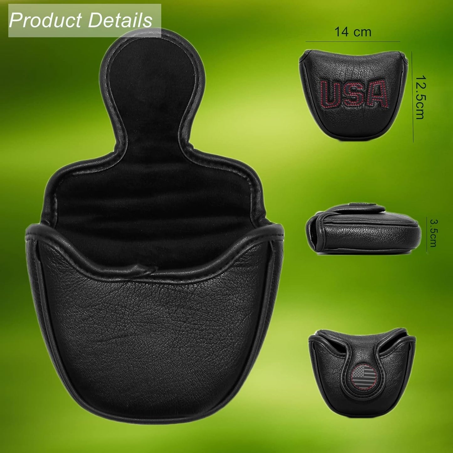 Golf Putter Cover, Putter Headcovers Golf Club Head Covers Putter Headcover for Blade Leather Golf Mallet Putter Head Covers with Magnetic for All Brands USA Style