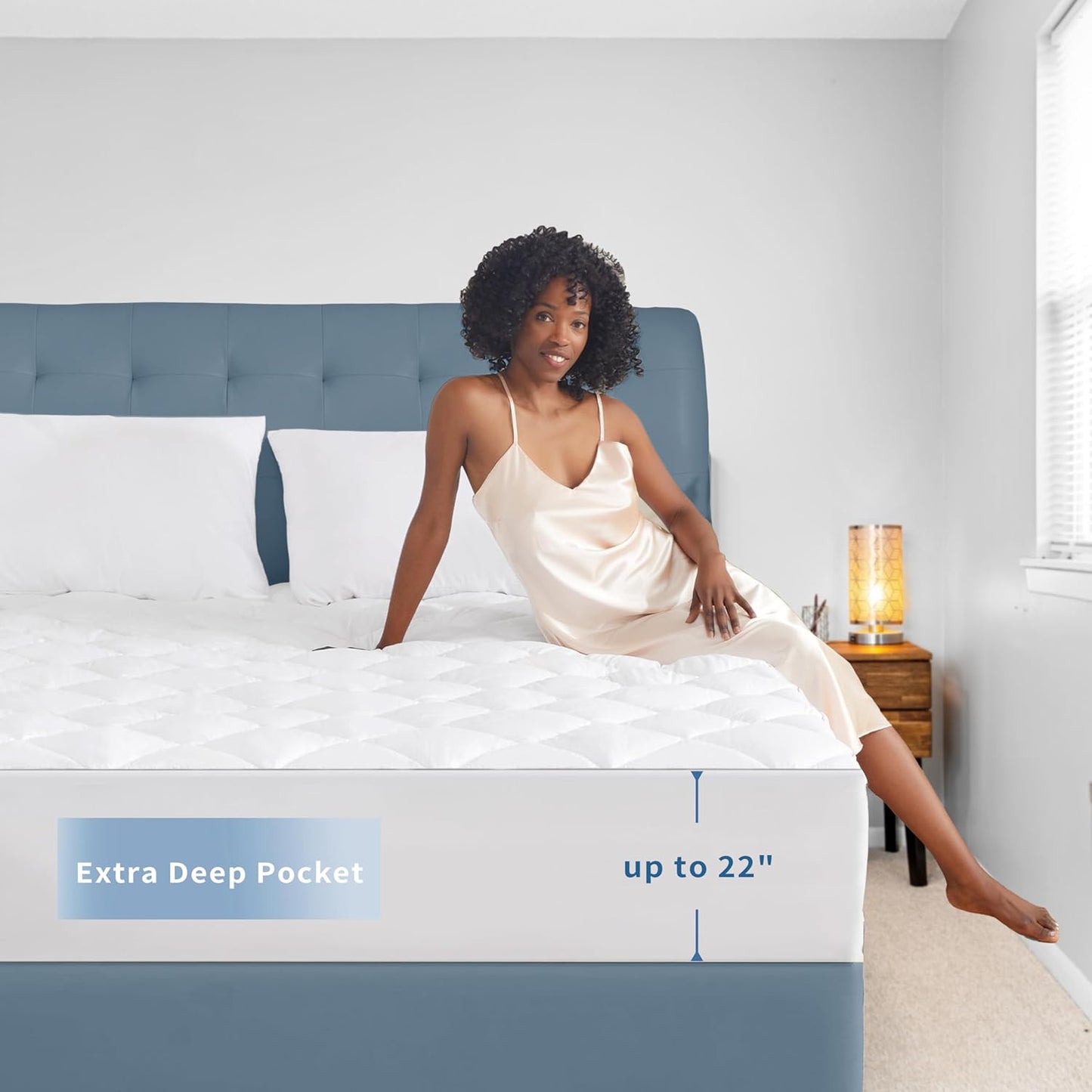 Sunflower Twin Mattress Pad Cover, Cotton Mattress Cover College Dorm Hypoallergenic, Extra Deep Pocket 18"-22" Quilted Mattress Protector Twin Size Thin Version, Soft Breathable and Noiseless
