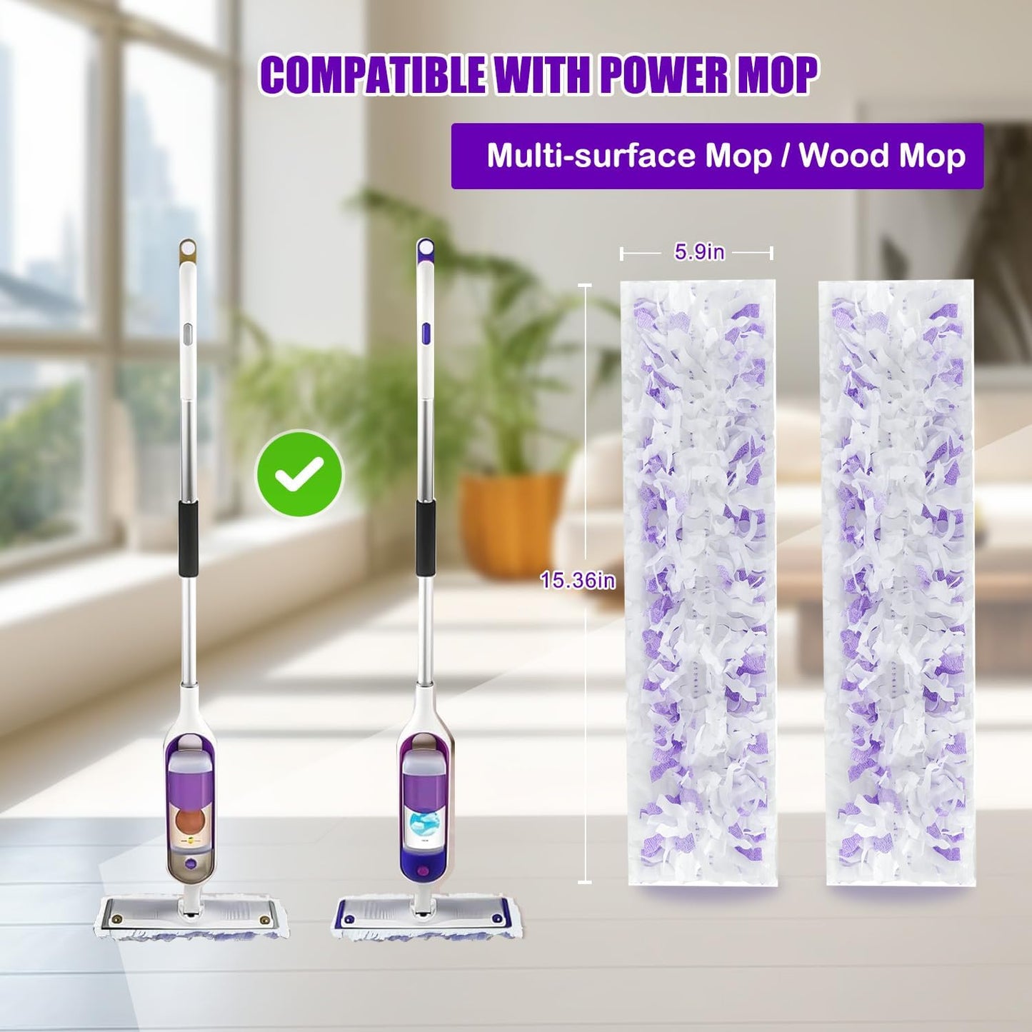 20 Pack Disposable Power Mop Pad Refills for Swiffer Power Mop, Compatible with Swiffer Power Mop, Thickened Multi-Surface Replacements for Swiffer Wet Pads Refill on All Finished Floors.