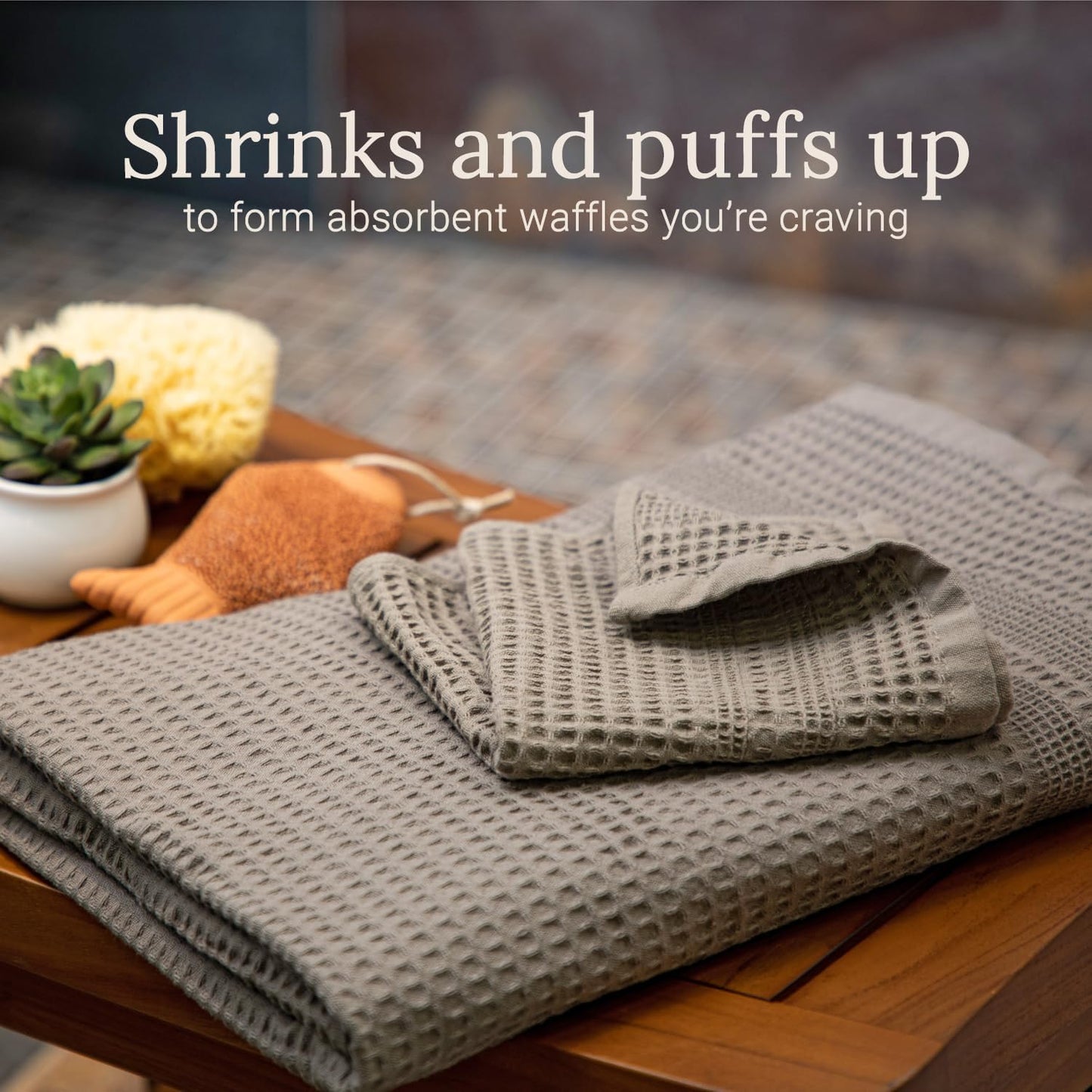 GILDEN TREE Waffle Bath Sheet Large Bath Towels Quick Dry Thin Body Towels, 40x80 Oversized Bath Towels for Adults, 2 Pack Bath Sheet Set, Classic Style (Stone)