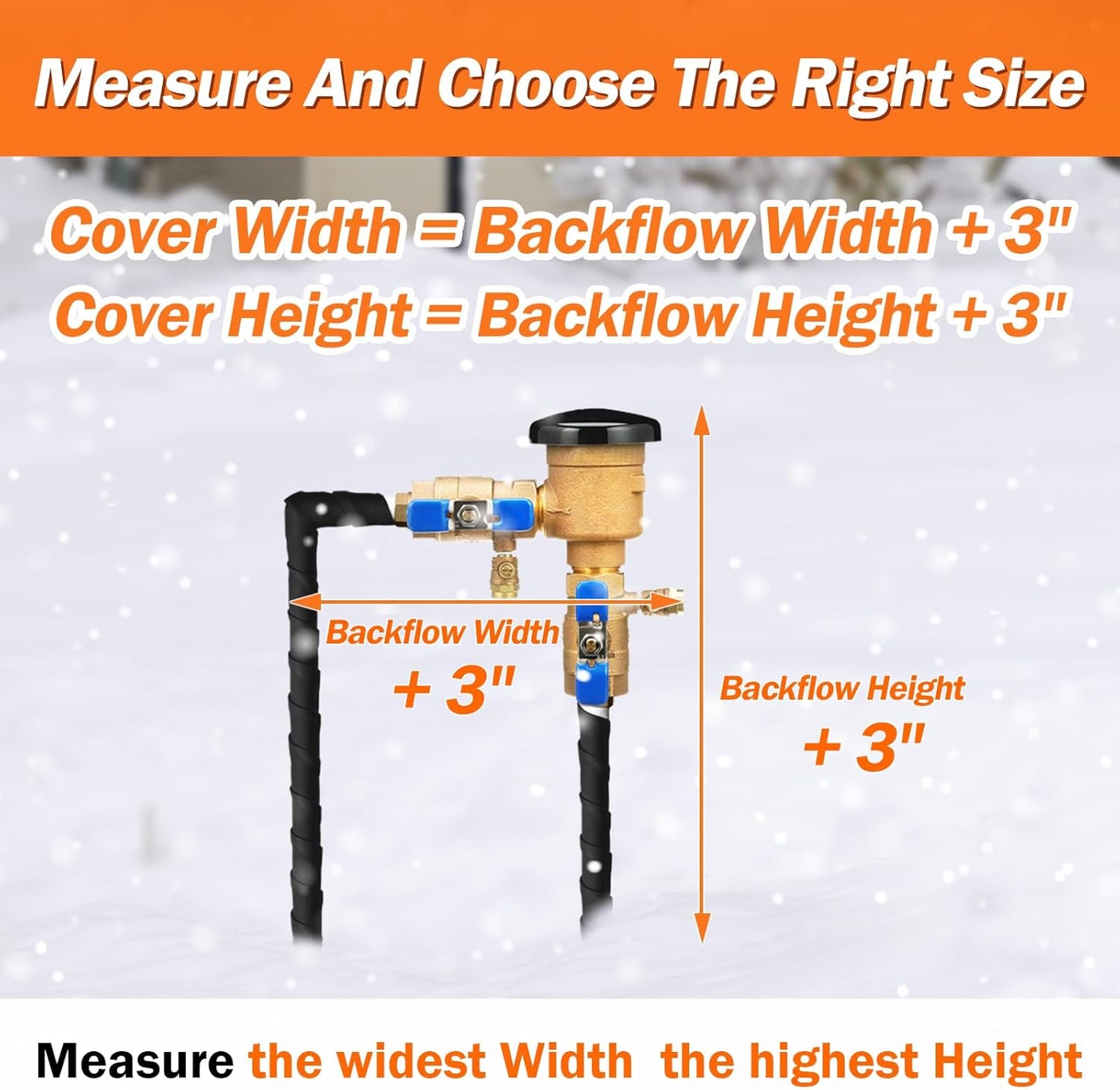 TOHONFOO Backflow Preventer Pipe Insulation Cover (5°F) - Irrigation Sprinkler Valve Insulated Pouch - Water Well Pump Cover - Sturdy 5 Layers for Winter Freeze Protection, 16" W x 20" H, Black