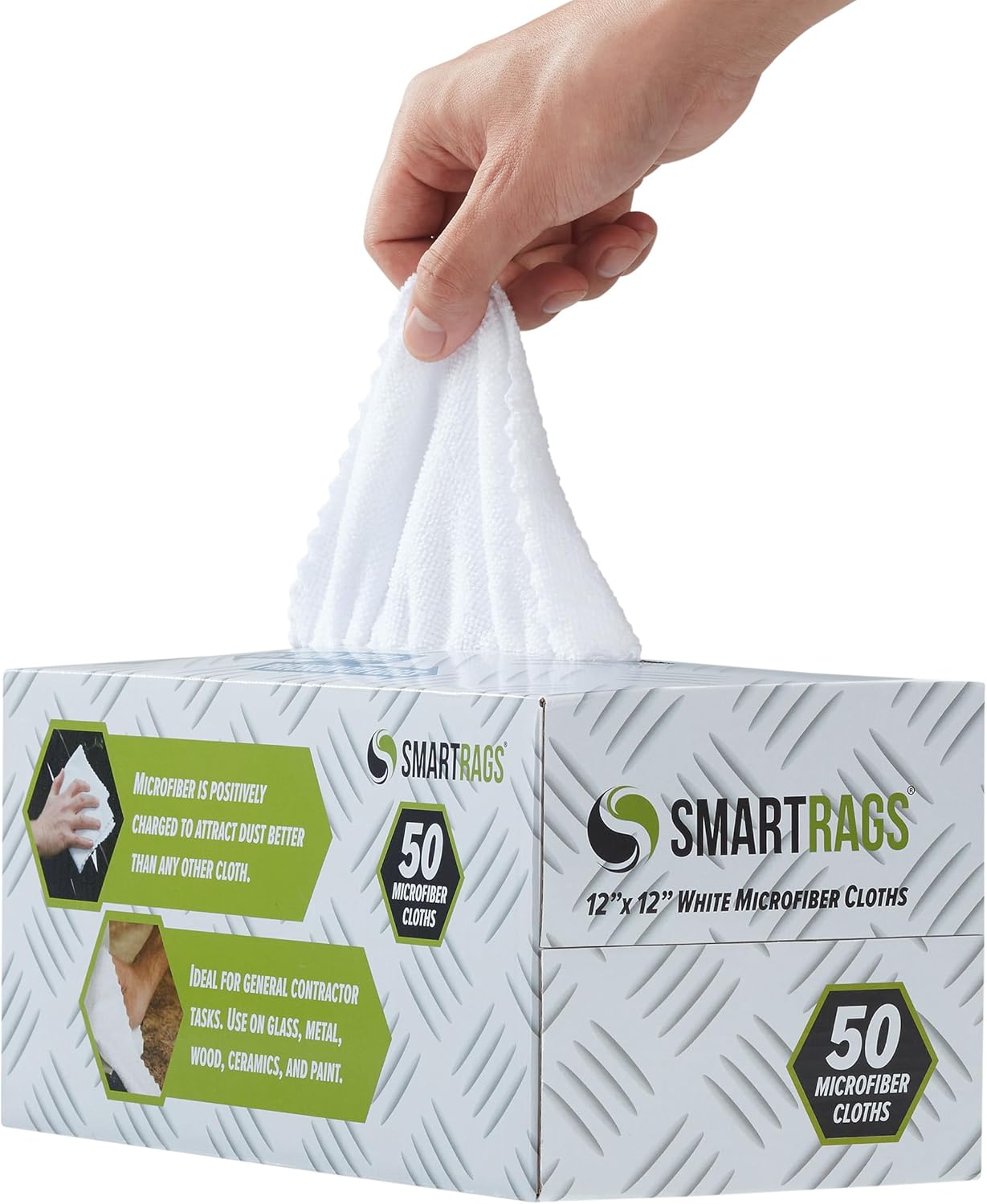 Arkwright Smart Rags in Box - (Bulk Case of 400) Lint Free Microfiber Cleaning Cloth, Scratch & Streak-Free, Dispensable Wash Towels for Cars, Window Glass, and Auto Shop, 12 x 12 in, White