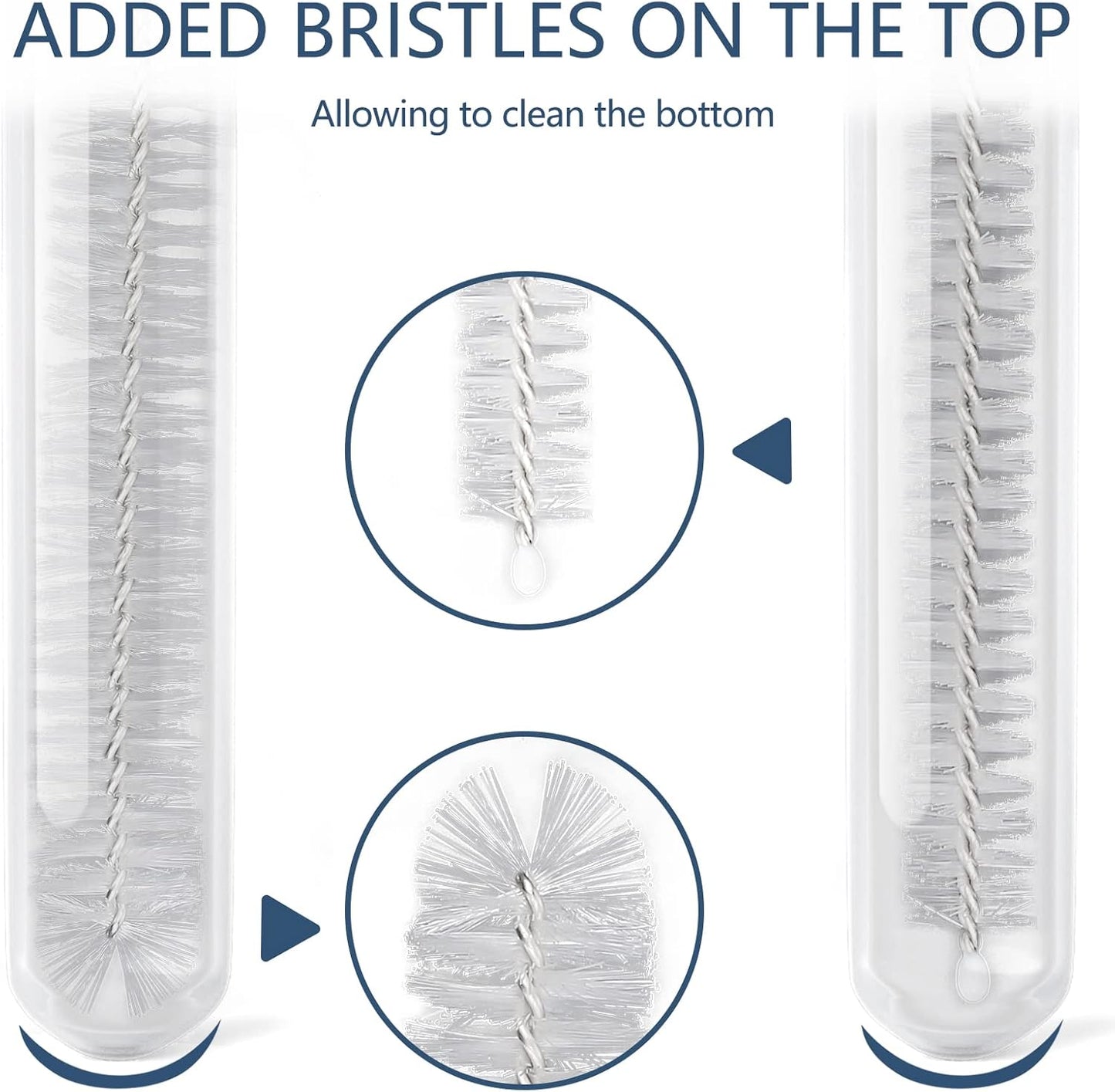 Straw Cleaner Brushes Sets, 12 Pieces 8.2 Inch Botthle Cleaning Brush and Nylon Tube Brush Brush Kit for Sippy Cup, Tumbler, Water Bottle, Drinking Straw (White)