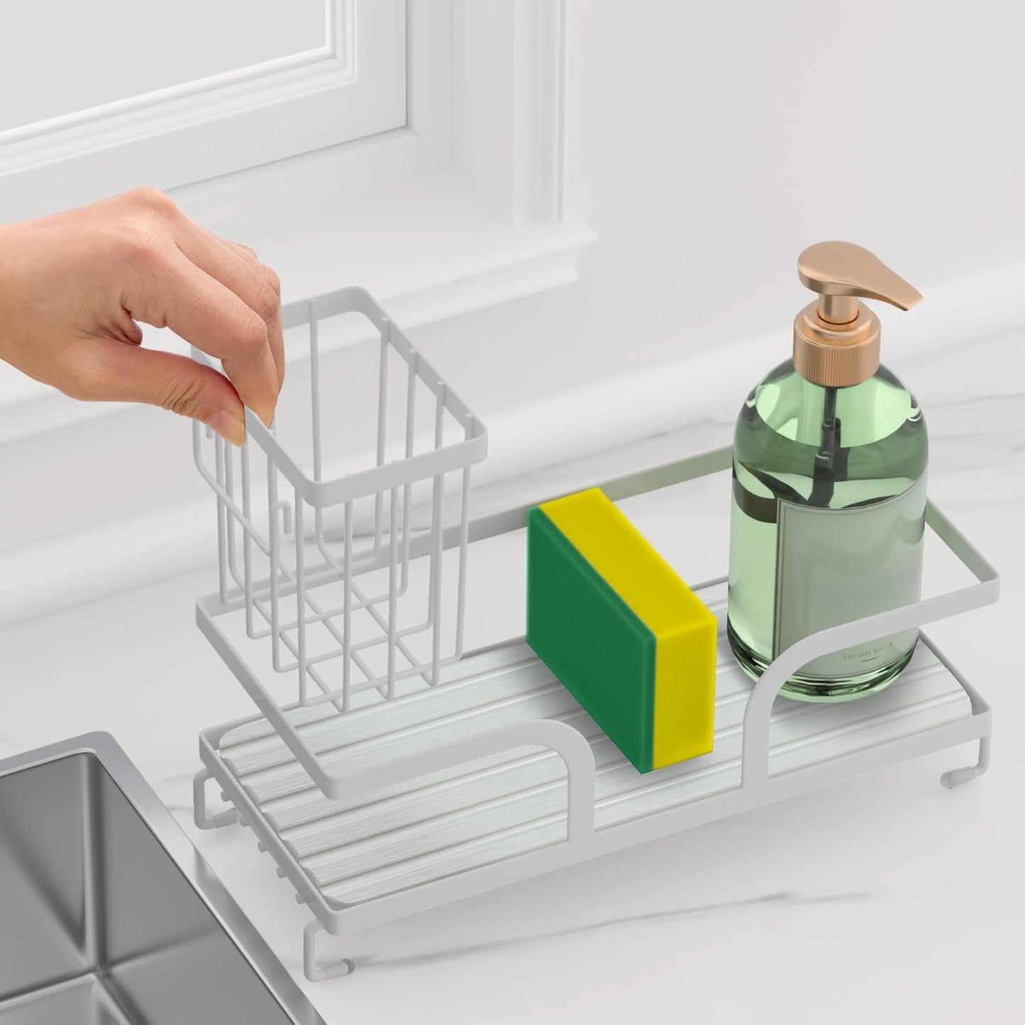 Bathroom Counter Organizer,Perfume Tray,Stone Drying Mat for Kitchen Counter,9.7" x 4.2"x 3.2", Ideal for Bathroom Organizers and Storage, Vanity, Skincare, Present, and More,2PCS White