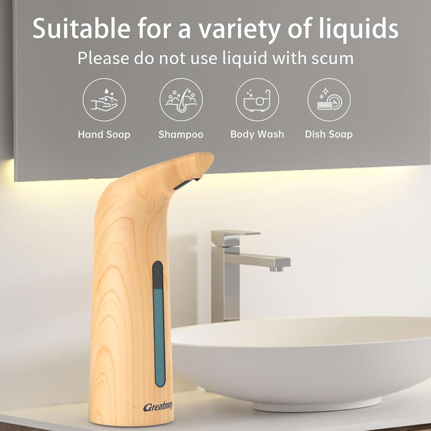 Convenient Automatic Soap Dispenser,4 Adjustable Levels Touchless Hand Sanitizer Pump with Infrared Sensor, 400 ml Countertop Electric Soap Dispenser for Bathroom,Kitchen