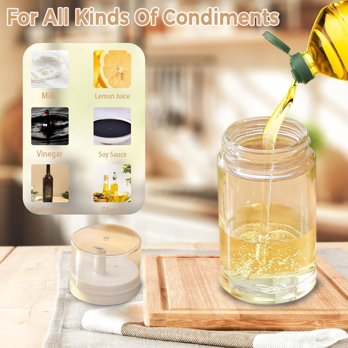 Small Glass Oil and Vinegar Dispenser Bottles - 3.4oz - Leakproof, Perfect for Kitchen Use