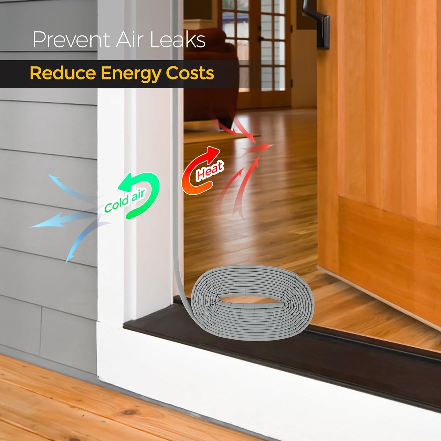 Weather Stripping Door Seal Strip Soundproof Q Foam Tape, Exterior Door Insulation Strip for Large Gap, Easy to Install(Grey, 40FT)