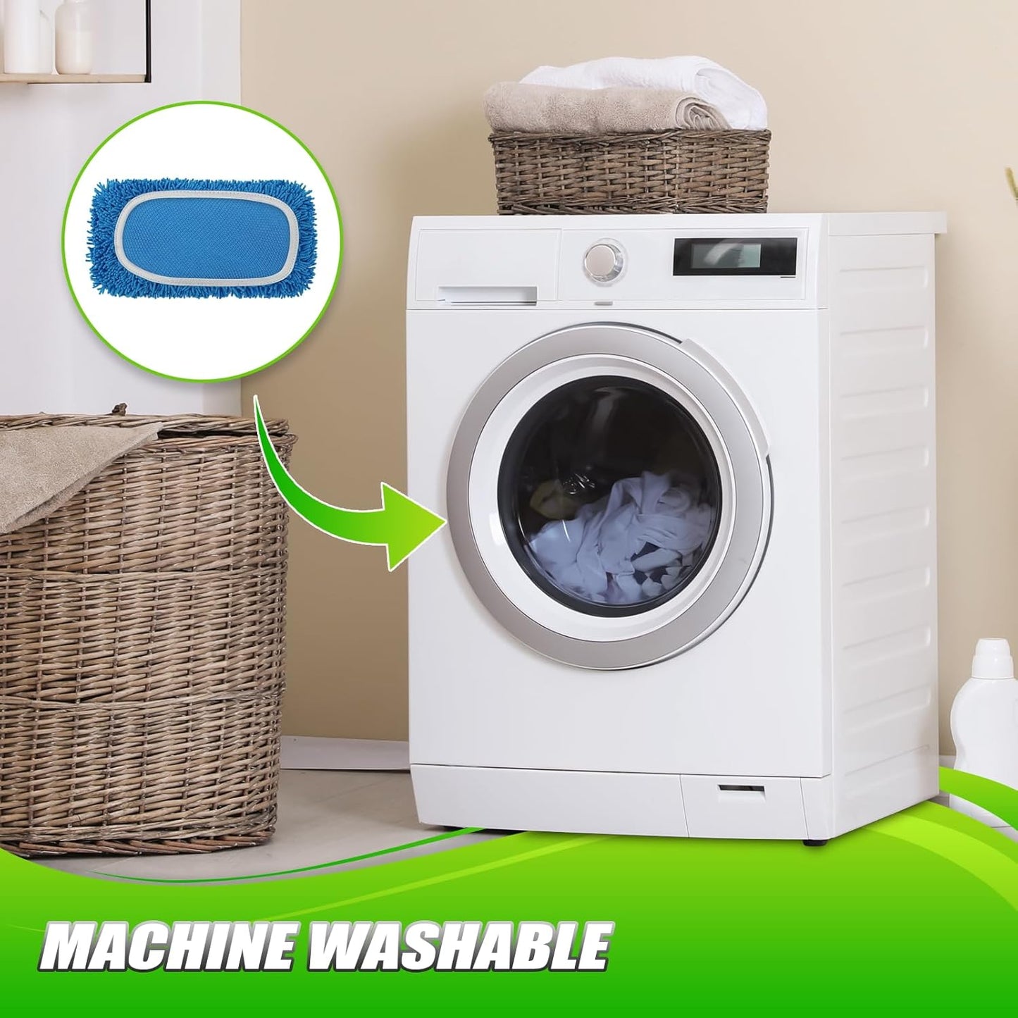 Set of 4 Reusable Microfiber Mop Pads Compatible with Swiffer Sweeper, Dry Sweeping Cloths, Washable Wet Mopping Cloth Refills for Floor Cleaning (Mop is Not Included) (Multicolor 2, 4 Pack)