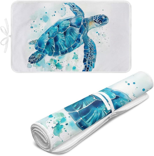 Ironing Mat Thickened Ironing Blanket Sea Turtle Portable Heat Resistant Ironing Pad for Washer,Dryer,Table Top,Countertop,Small Ironing Board