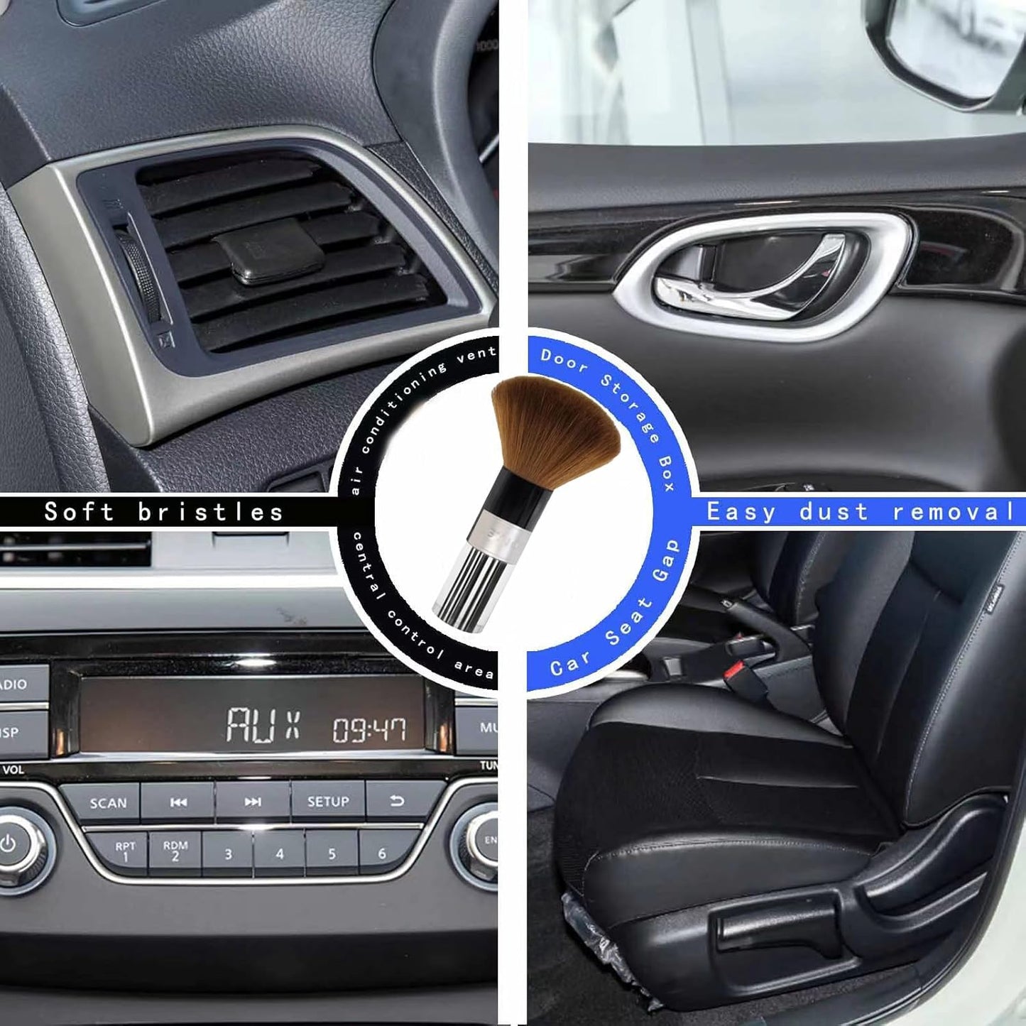 Car Interior Dusting Brush Auto Dust Sweeping Soft Brush Automotive Mini Duster Interior Cleaning Brush for Car Air Vent,Dash,Seat Microfiber Sweep Detailing Brushes Dust Removal Tools 3PCS