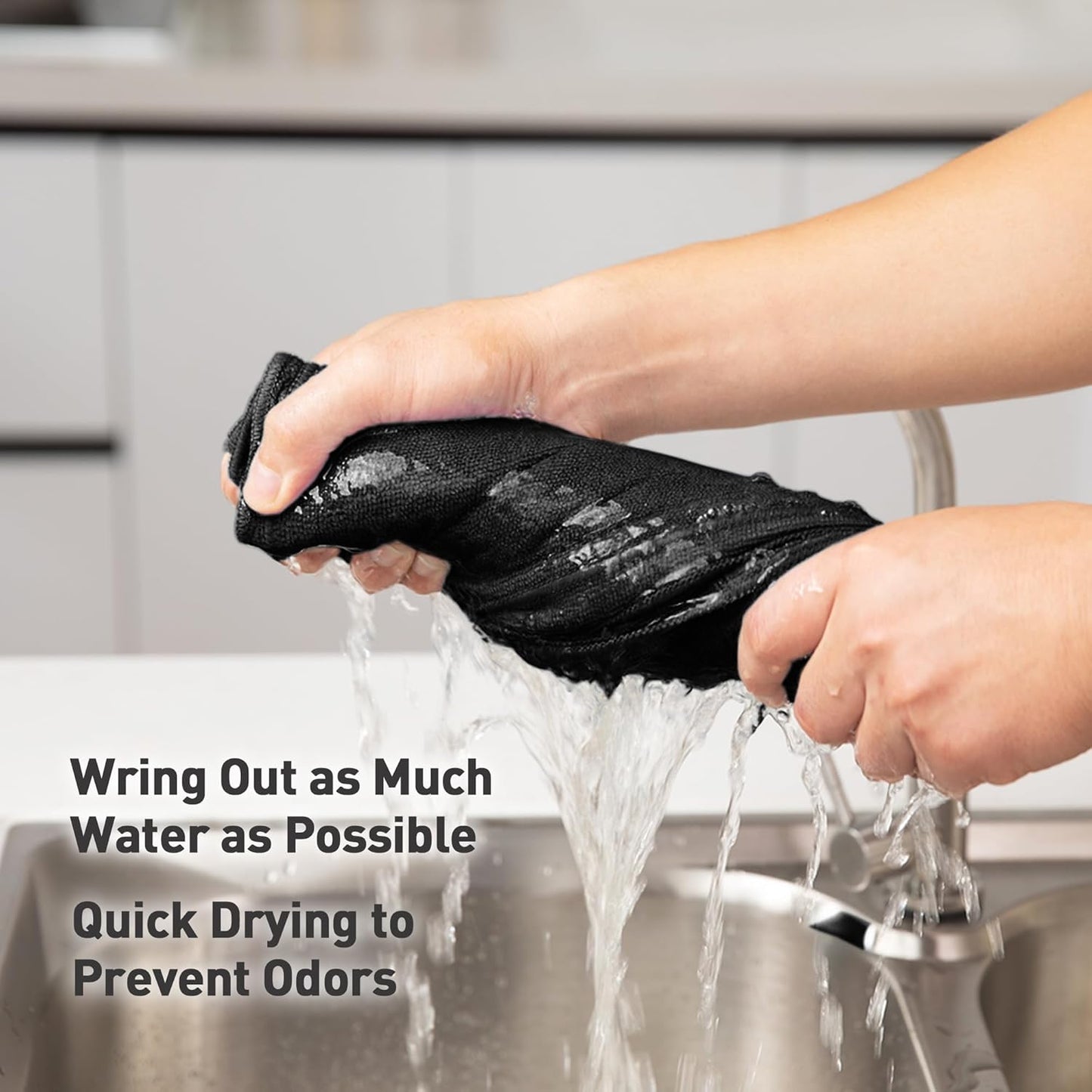 Black Microfiber Cleaning Cloth 13"x13", Ultra Soft Absorbent Microfiber Cleaning Rags for Housekeeping Cleaning Supplies, Lint Free Reusable Cleaning Cloths for House Washable, Pack of 12