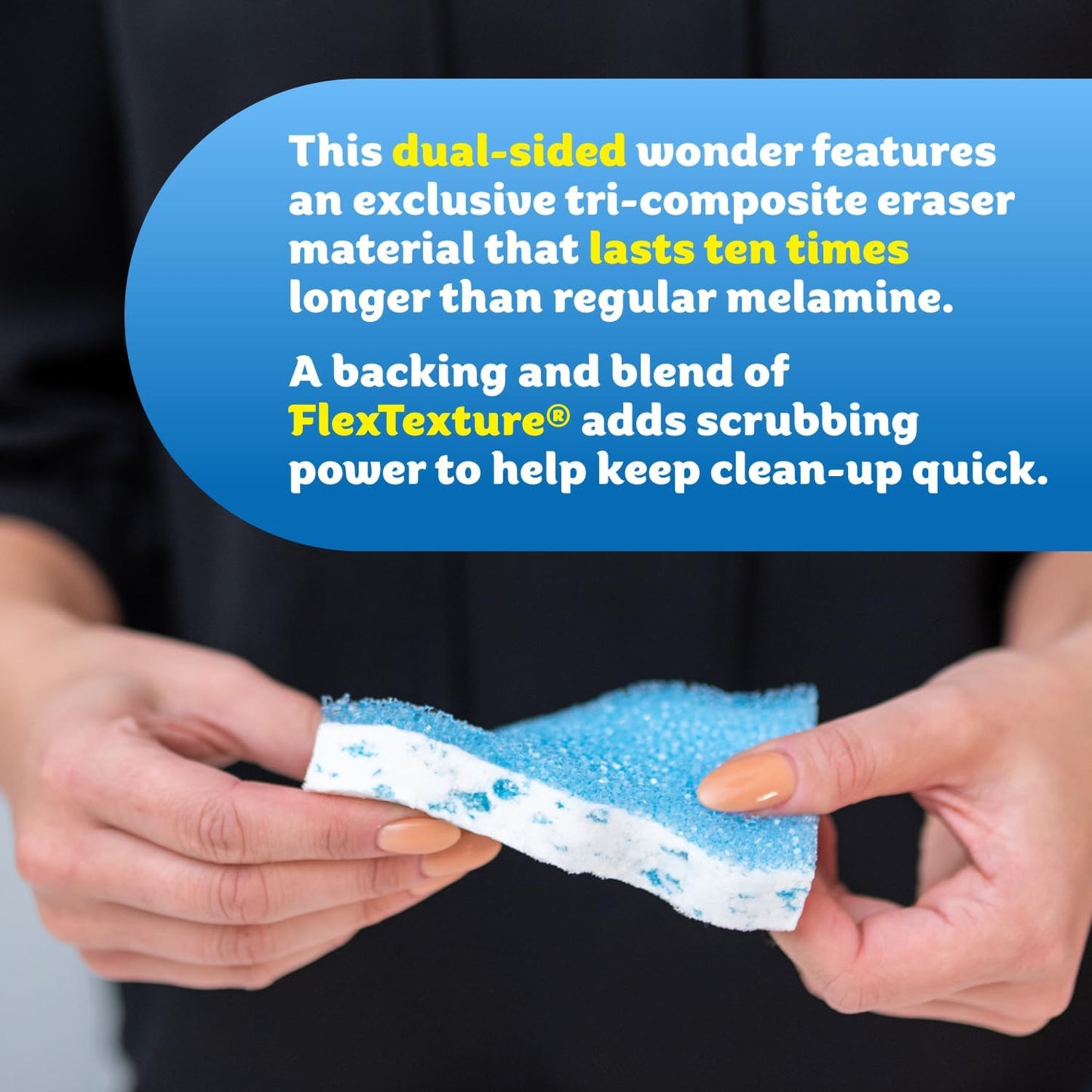 Scrub Daddy Eraser Sponge - 10x More Durable Than Traditional Erasers with Scrubbing Gems - Removes Dirt, Scuffs & Stains - Water Activated Sponge Eraser (2 Pack)