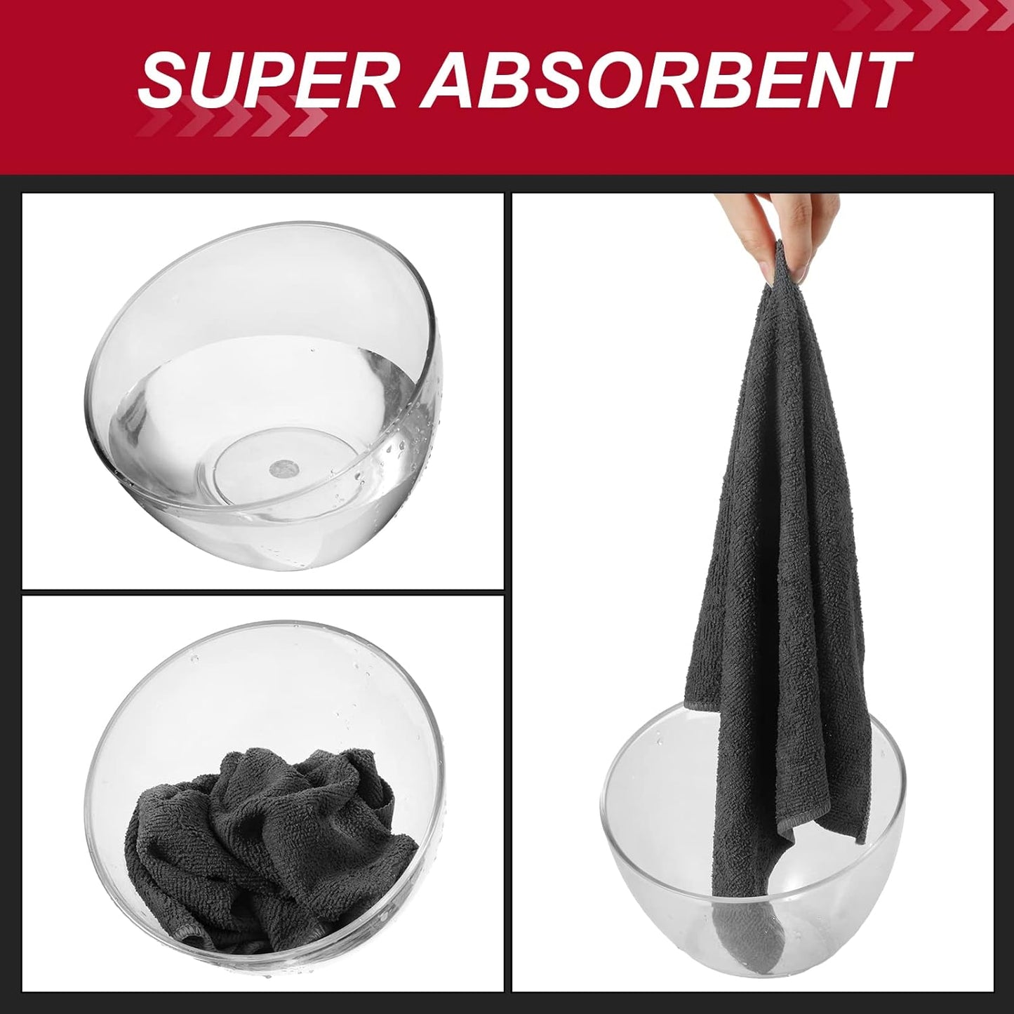 200 Pcs Microfiber Cleaning Cloth 16x16 Inch Microfiber Towels for Car Ultra Absorbent Cleaning Rags Reusable Lint Free Streak Free Detailing Towel for Car Washing Drying Dusting (Gray)