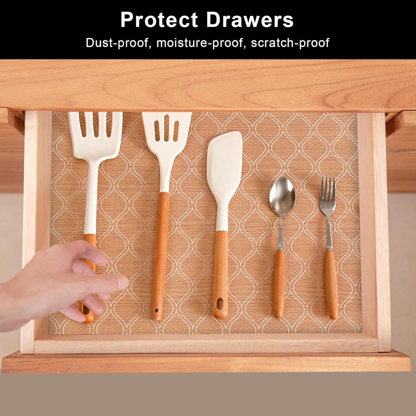 Cooyes Shelf and Drawer Liner for Kitchen Cabinets Non-Adhesive, Waterproof Non-Slip Cabinet Liners for Desk, Refrigerator, Shelves, Bathroom Drawers, Cabinet Protection