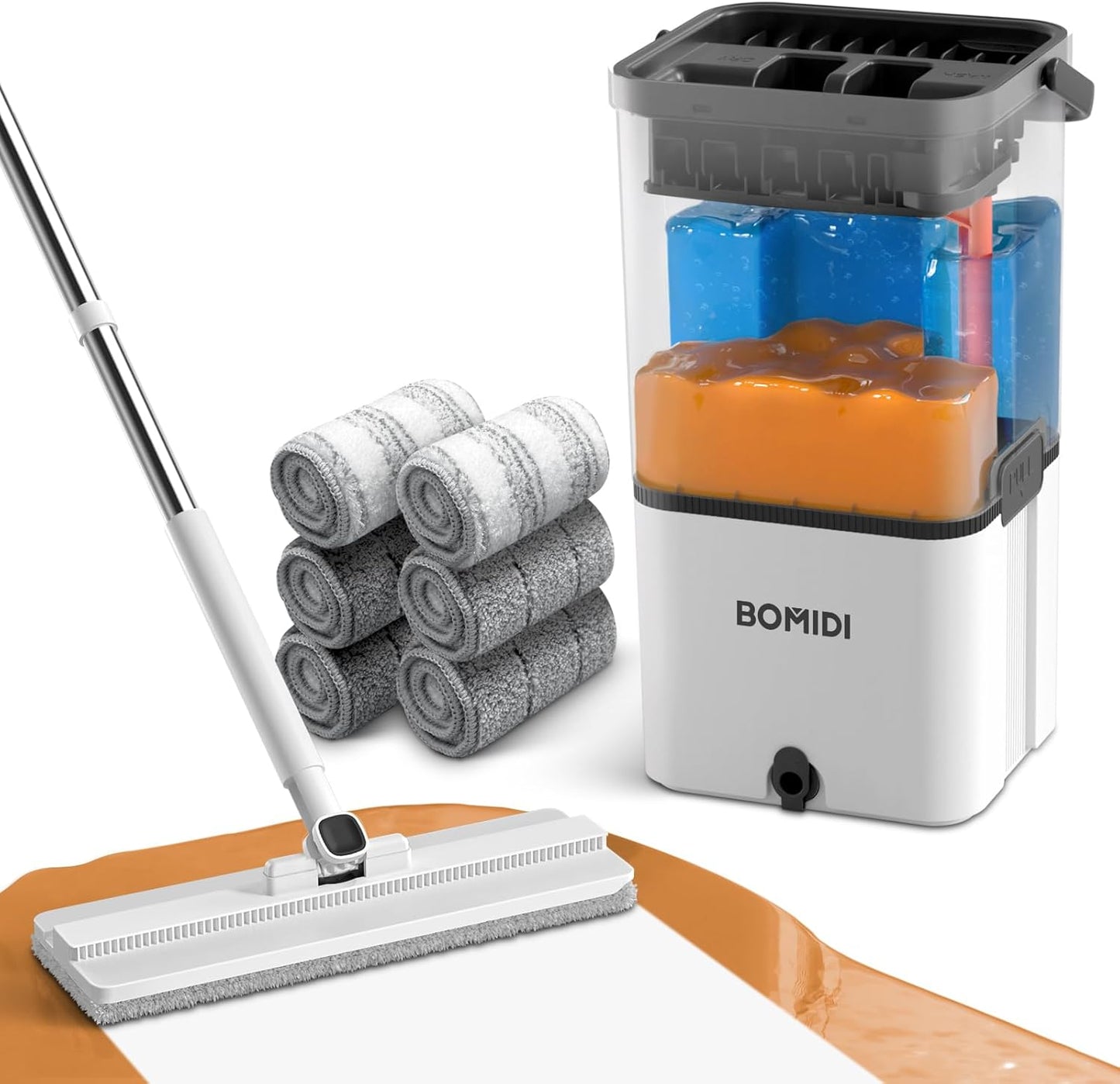 Mop and Bucket Set, Flat Microfiber Mops for Floor Cleaning, Wall Cleaner Mop and Bucket System with Wringer, Wet and Dry Use