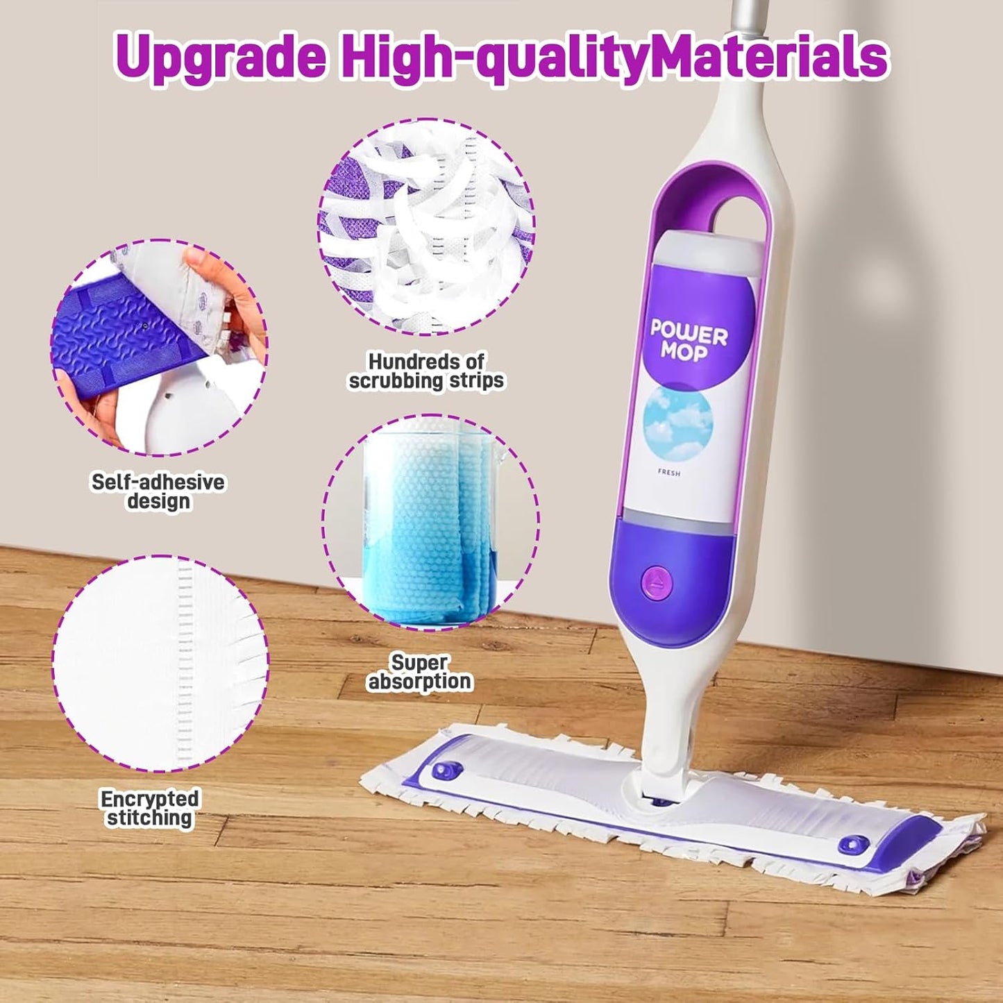 20-Pack Disposable Microfiber Power Mop Pad Refills Compatible with Swiffer Power Mop Refills,Replacement Pads for Swiffer Wet Pads Refill,Non-Washable & Unscented