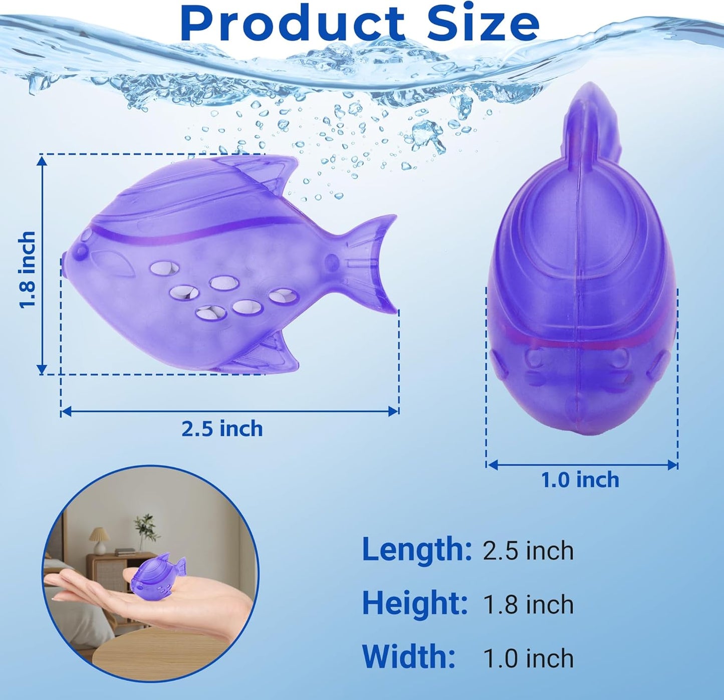 Funmit 12 Pack Universal Humidifier Cleaner Fish Compatible with Almost All Humidifiers and Fish Tanks, Equipped with Silver Ion Filter Balls, Prevents Hard Water Build-Up, Reduces Scale, Purple