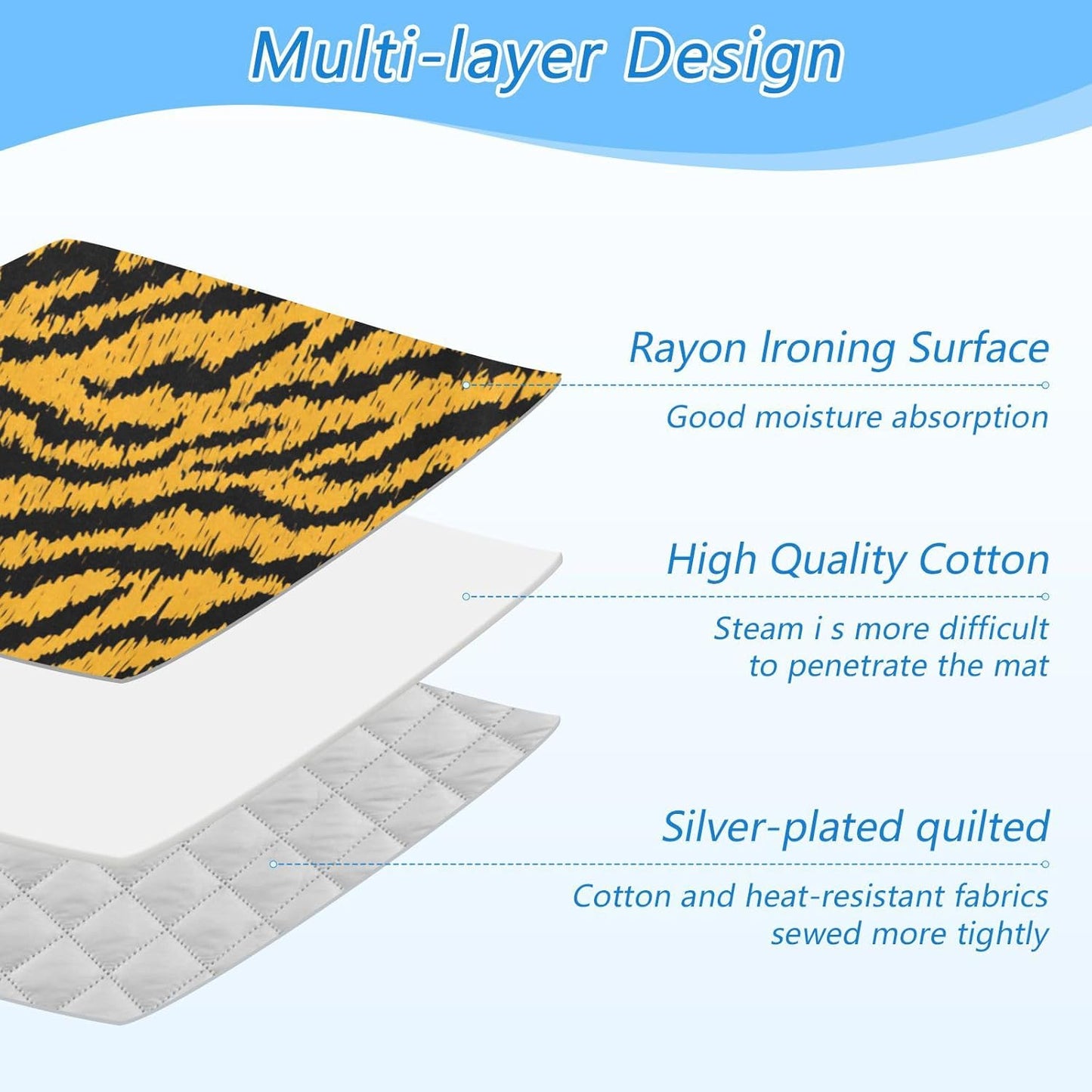 Classical Tiger Skin Print Ironing Mat for Table top Portable Ironing Pad Blanket for Washer Dryer Countertop Travel
