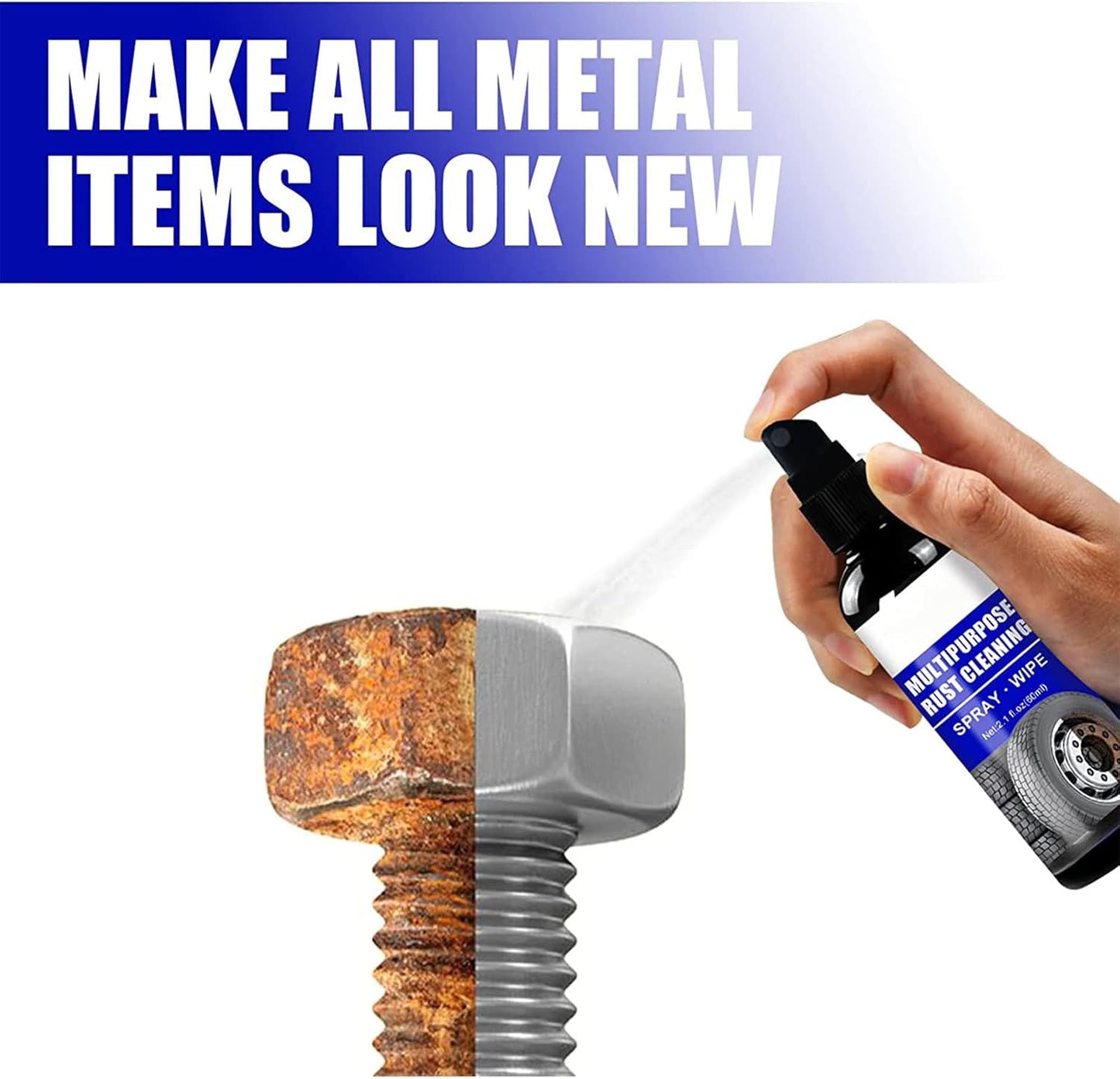 Rust Remover Spray - 2PCS Multipurpose Instant Rust Remover for Metal Parts, Car Care & Cleaning, Rustout Instant Remover Spray