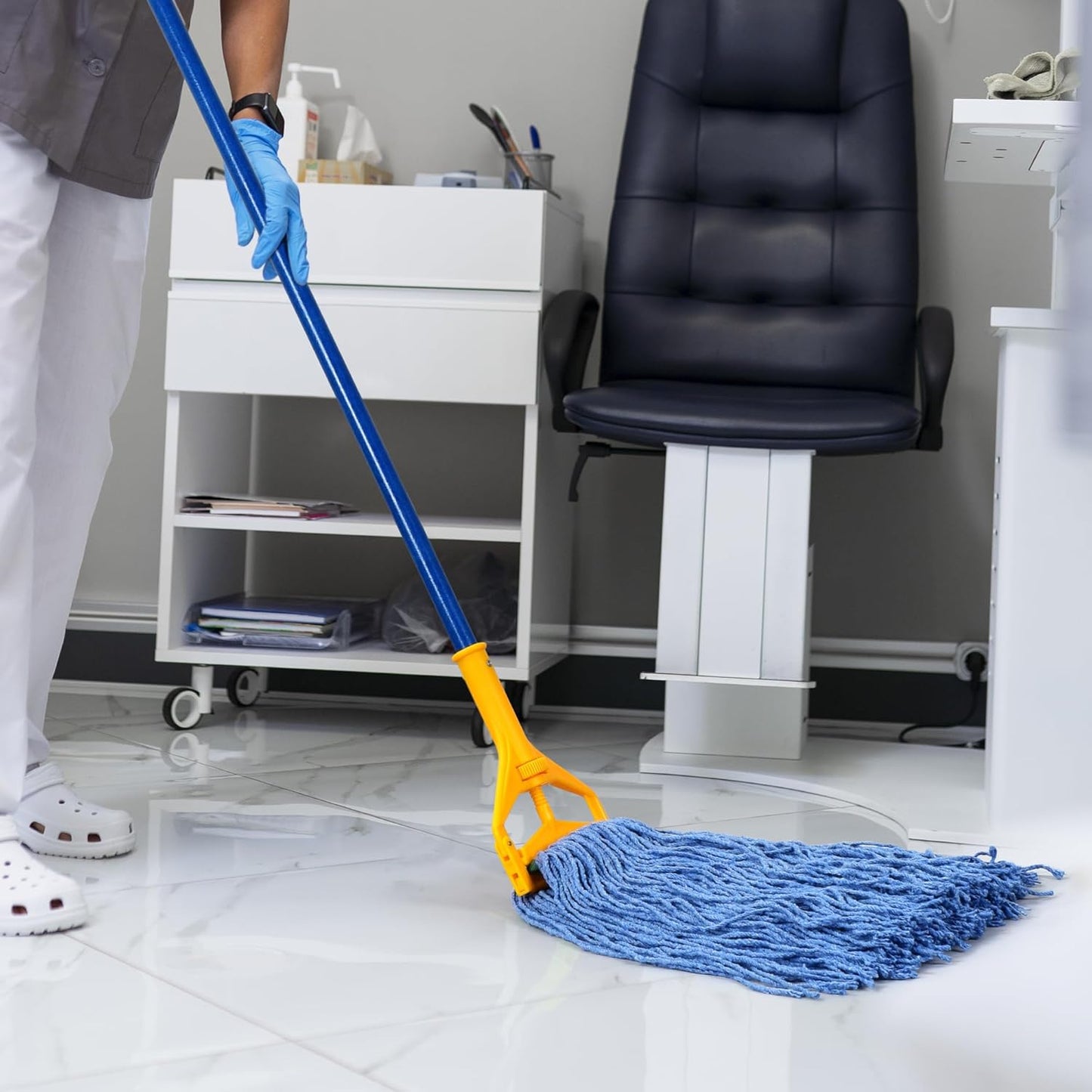 Matthew Cleaning 16oz 3Pack Cotton Floor Mop,Cotton Looped-Open String Heavy Duty String Refills, Universal Headband Blend ,Mop Head Replacement for Home, Industrial and Commercial Use(Blue)