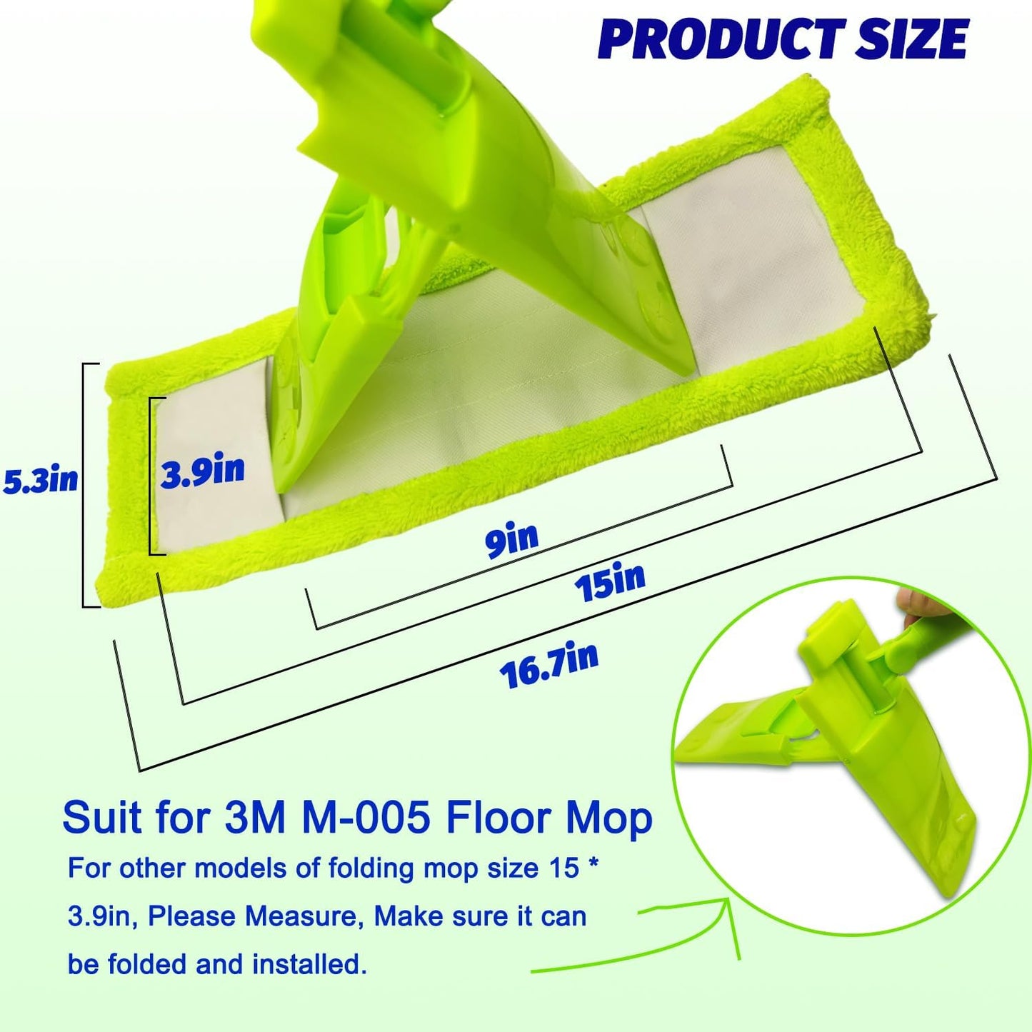 6 Pack Replacement Microfiber Hardwood Floor Mop Refill Compatible with 3M Scotch-Brite M-005 Floor Mop Wet/Dry Use