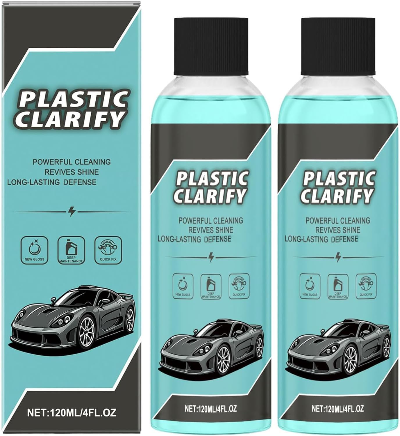 Plastic Restorer for Cars,Car Plastic Restorer Black,Restore The Luster of Plastics and Rubber,120ml (2pcs)