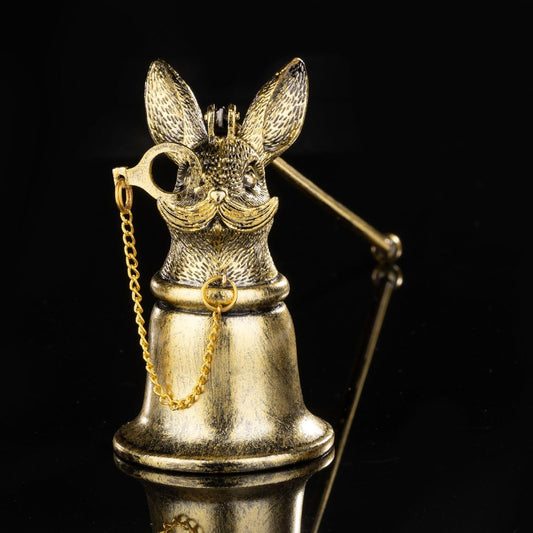 Antique Rabbit Candle Snuffer - Vintage Gunmetal Finish with Spectacle Chain, Flame Extinguisher Tool & Home Decor Gift for Candle Lovers (8cm x 19cm)