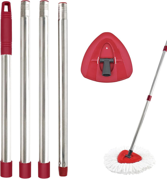 Mop Handle for Ocedar, Mop Handle for O Cedar, Spin Mop Replacement Handle for O Cedar, 4-Section Spin Mop Handles and Base for Ocedar, 30" to 58" Mop Stick Pole Handle and Base for Ocedar Spin Mop