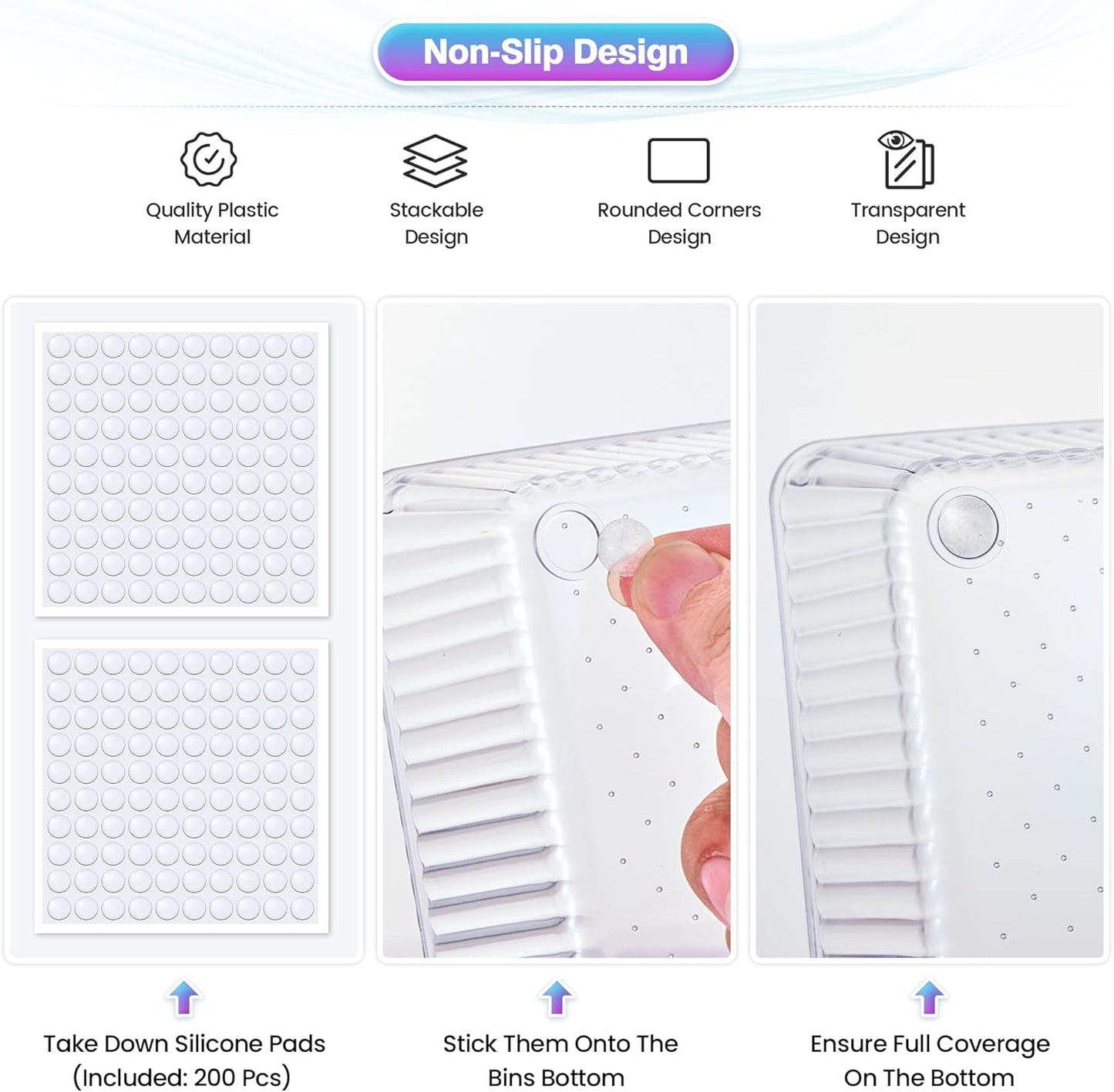 47 PCS Clear Plastic Drawer Organizer Set - 4 Sizes Makeup Organizer Desk Drawer Divider Bathroom Organizers and Storage Bins for Makeup, Jewelry, Gadgets, Office, Kitchen, Bedroom, Bathroom