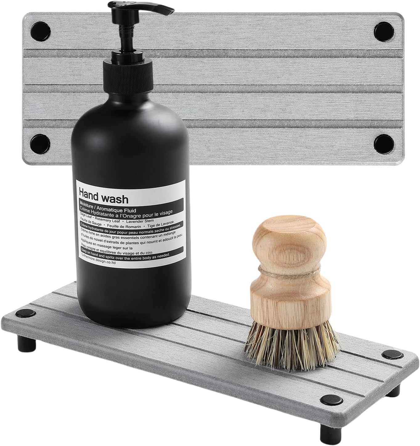 2 Pack Fast Drying Water Absorbing Diatomite Stone Mat Tray for Kitchen & Bathroom Counter - Instant Dry Sink Caddy Organizer - Vanity Holder for Soap, Sponge – Light Gray 10" x 4"