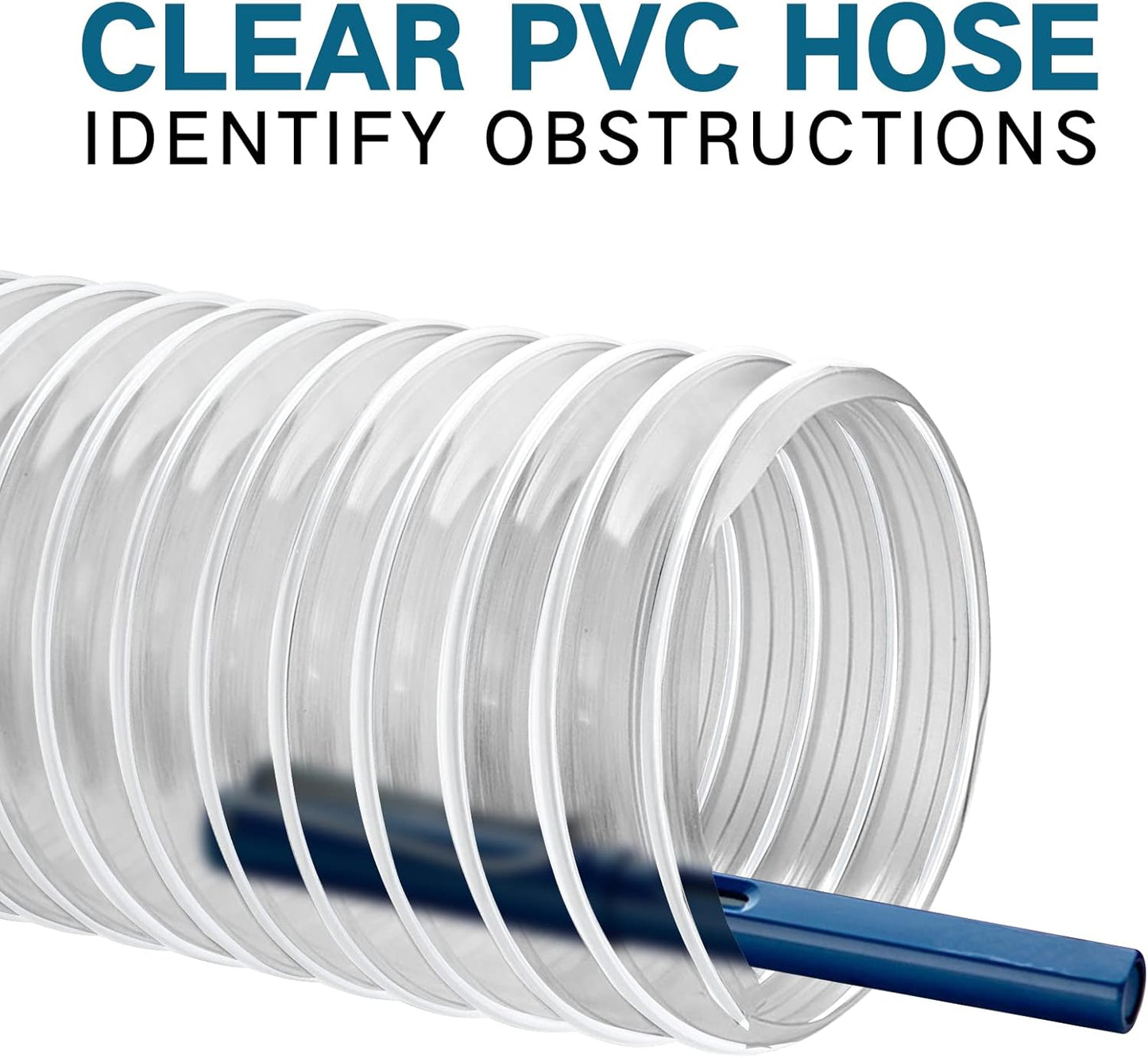 Heavy PVC Dust Collection Hose 2 1/2" x 20', Puncture Resistant PVC Dust Collection Hose with Carbon Steel Wire Coil for Woodworking, Workshops, Dust Collectors