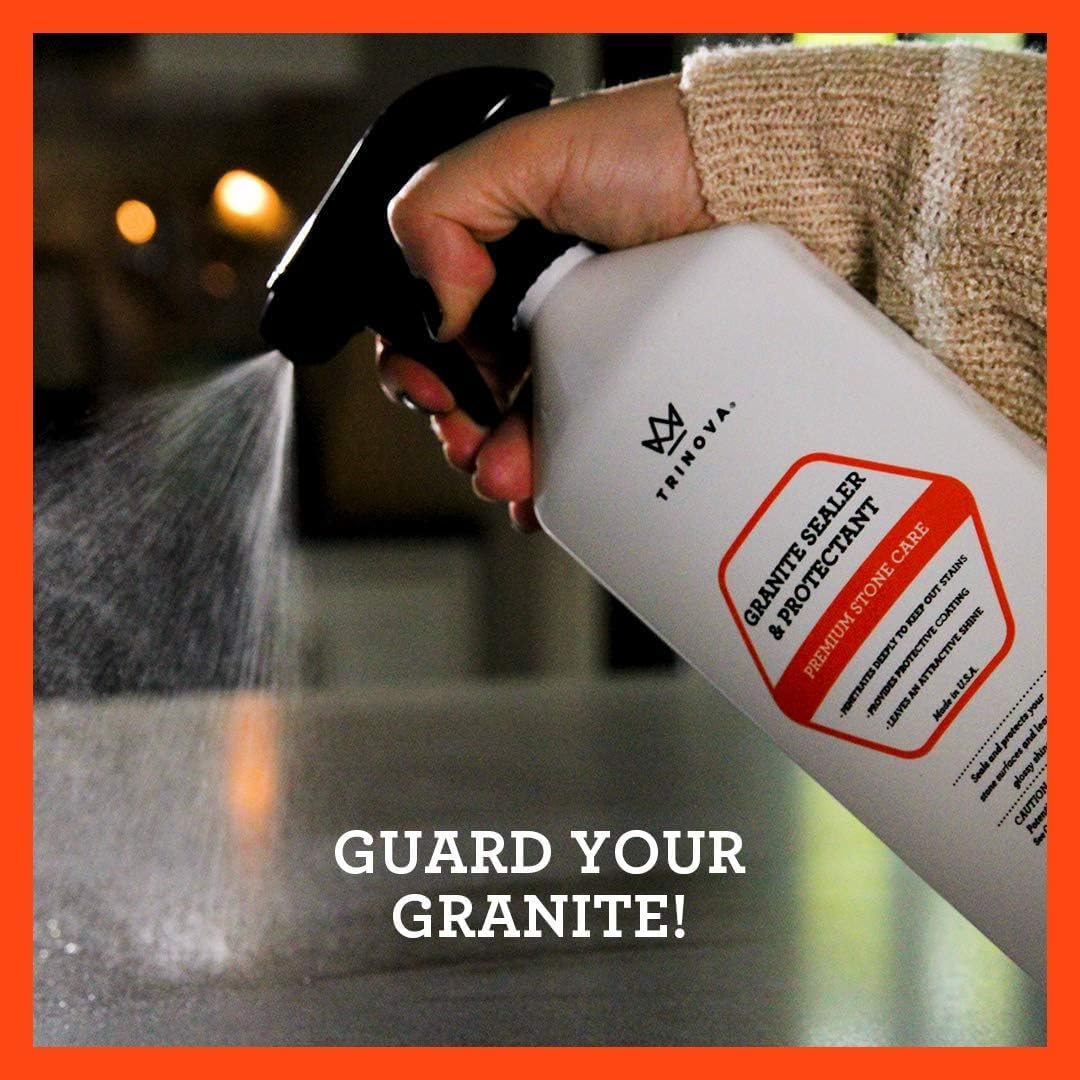 TriNova Granite Sealer & Protector Gallon Refill- Made in USA, Best Stone Polish, Protectant & Care Product - Easy Maintenance for Clean Countertop Surface, Marble, Tile